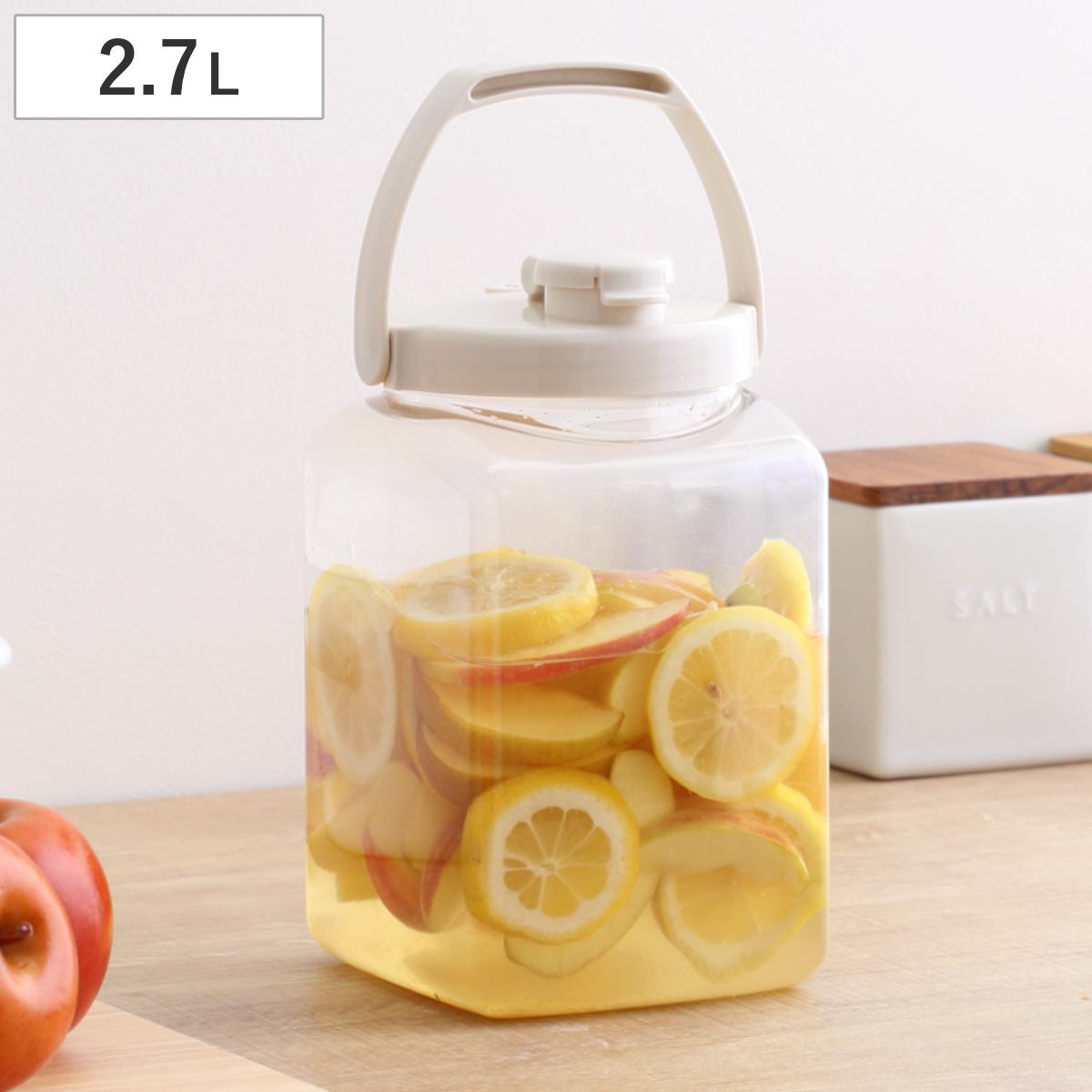 梅酒容器 保存容器 果実酒びん S型 2.7L （ 梅酒びん プラスチック 梅酒瓶 果実酒瓶 軽量 丈夫 日本製 角型 密閉保存容器 梅酒ビン 果実酒ビン 梅酒作り 果実酒作り 発酵 ガス抜き弁 取っ手 2700ml ）