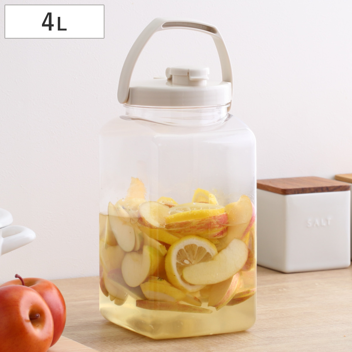 梅酒容器 保存容器 果実酒びん S型 4.0L （ 梅酒びん プラスチック 梅酒瓶 果実酒瓶 軽量 丈夫 日本製 角型 密閉保存容器 梅酒ビン 果実酒ビン 梅酒作り 果実酒作り 発酵 ガス抜き弁 取っ手 4000ml ）