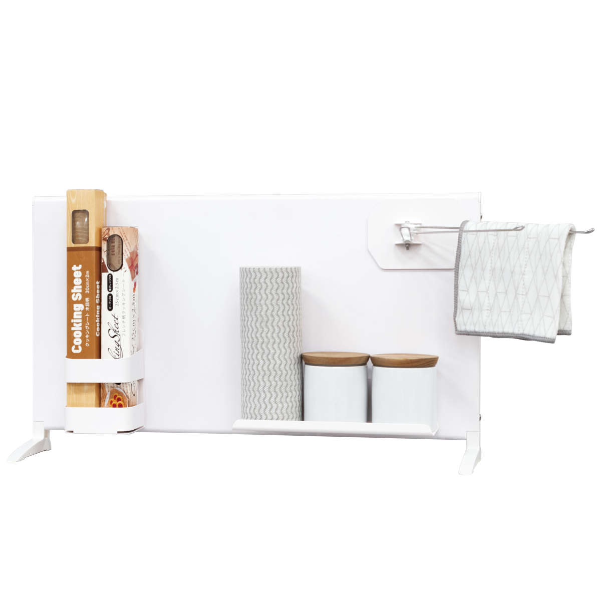 マグネットボード スタンド プラス ハイタイプ 幅60cm トレイ ホルダー ふきん掛け ( マグネット ラック キッチン 収納 整理 整頓 卓上 置き型 マグネット収納 キッチン収納 トレー シンク コンロ 周り スチールボード 4点セット )