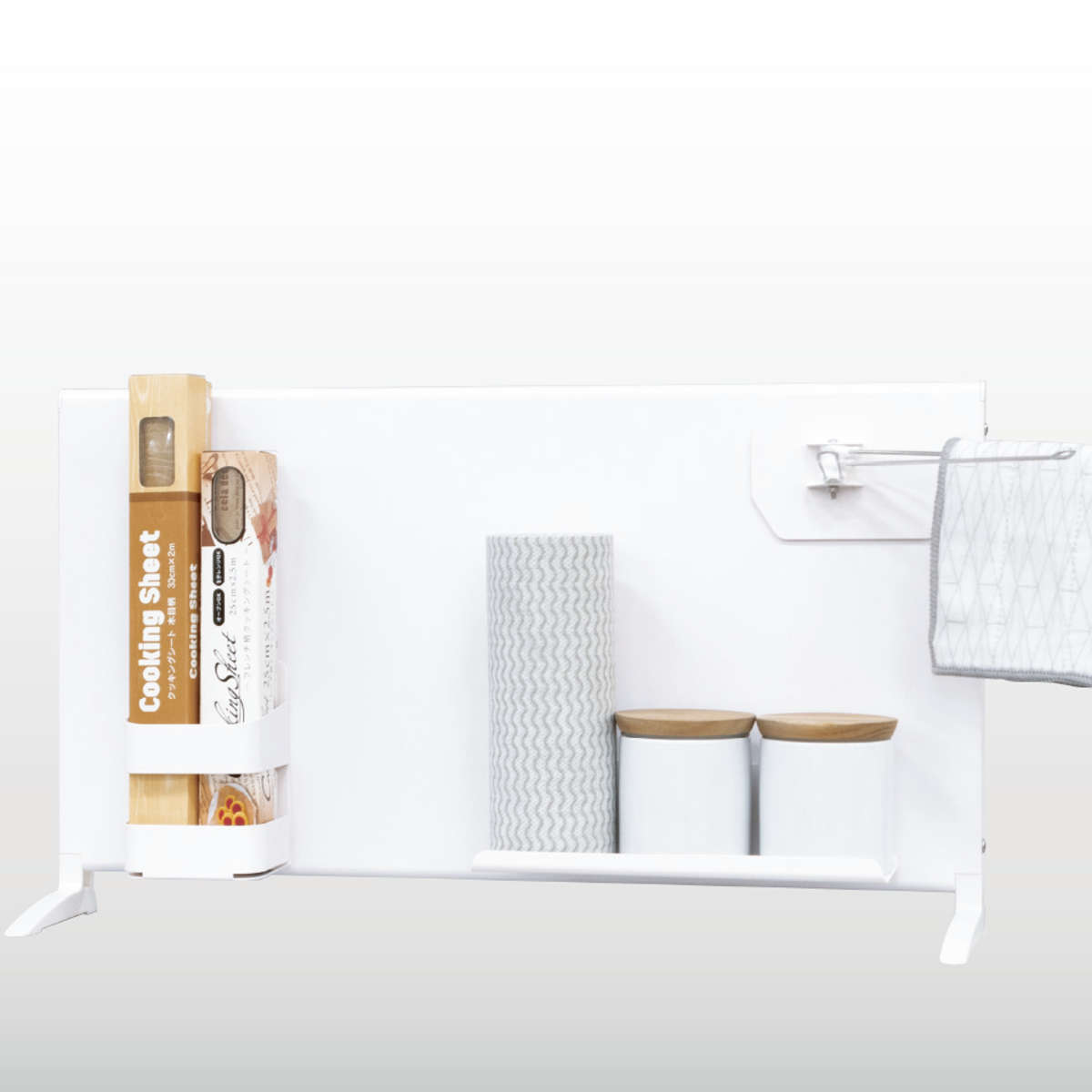 マグネットボード スタンド プラス ハイタイプ 幅60cm トレイ ホルダー ふきん掛け ( マグネット ラック キッチン 収納 整理 整頓 卓上 置き型 マグネット収納 キッチン収納 トレー シンク コンロ 周り スチールボード 4点セット )