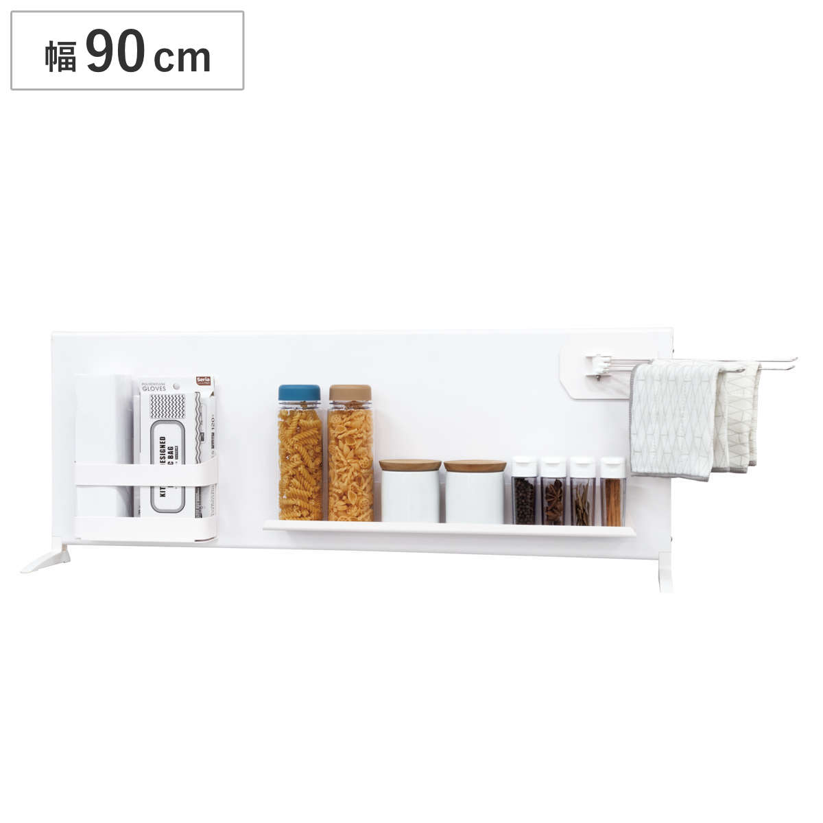 マグネットボード スタンド プラス ハイタイプ 幅90cm トレイ ホルダー ふきん掛け ( マグネット ラック キッチン 収納 整理 整頓 卓上 置き型 マグネット収納 キッチン収納 トレー シンク コンロ 周り スチールボード 4点セット )