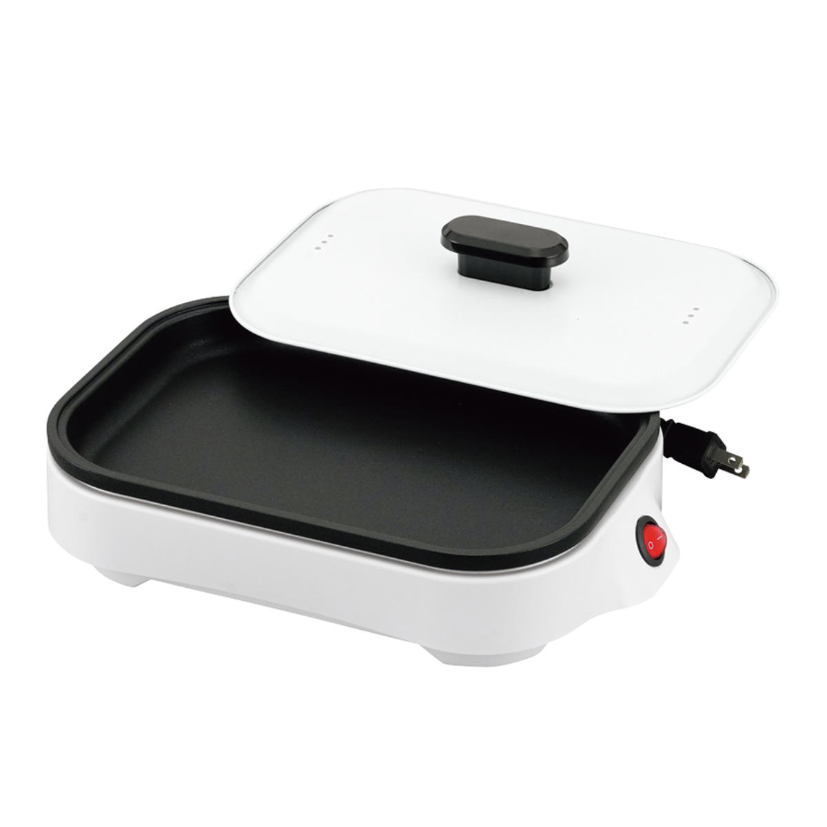 コンパクトホットプレート 卓上 蓋付き ( ホットプレート 平面プレート ミニ 1~2人用 ふた付き ふっ素加工 1人暮らし キッチン家電 調理家電 電気 ホワイト )