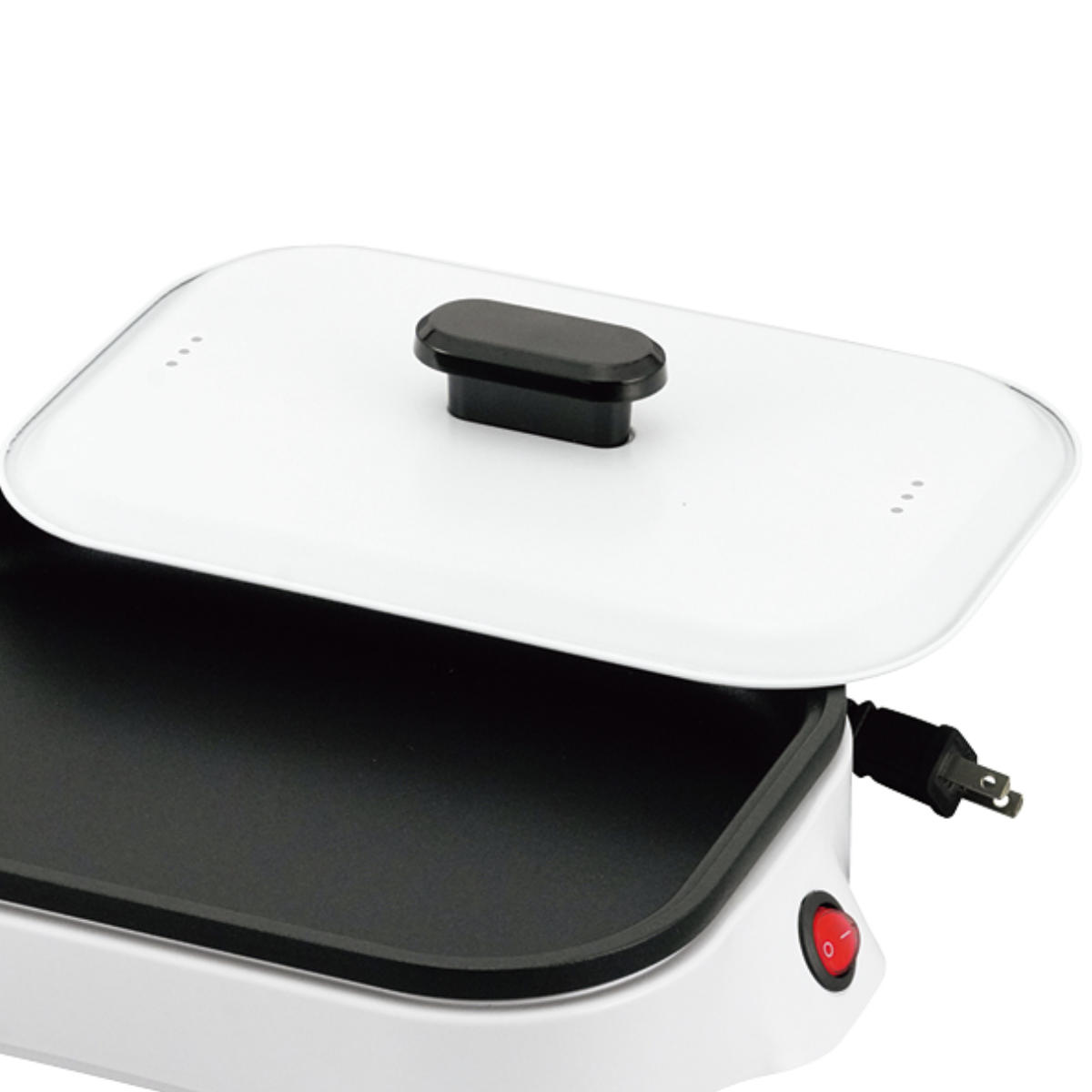 コンパクトホットプレート 卓上 蓋付き ( ホットプレート 平面プレート ミニ 1~2人用 ふた付き ふっ素加工 1人暮らし キッチン家電 調理家電 電気 ホワイト )