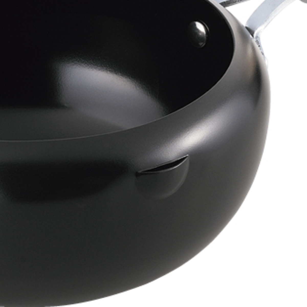 片手天ぷら鍋 20cm IH対応 蓋付き ラルス 油はねしにくい揚げ鍋 ( ガス火対応 揚げ鍋 片手鍋 20センチ 揚げ鍋鉄製 鉄鍋 揚げ物鍋 揚鍋 天婦羅鍋 片手フライ鍋 鍋 なべ 黒 ブラック )