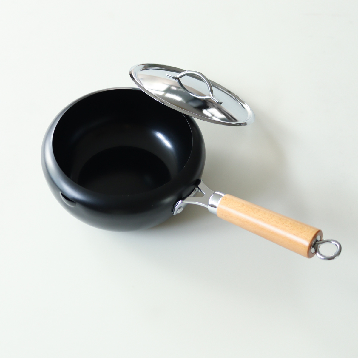 片手天ぷら鍋 20cm IH対応 蓋付き ラルス 油はねしにくい揚げ鍋 ( ガス火対応 揚げ鍋 片手鍋 20センチ 揚げ鍋鉄製 鉄鍋 揚げ物鍋 揚鍋 天婦羅鍋 片手フライ鍋 鍋 なべ 黒 ブラック )