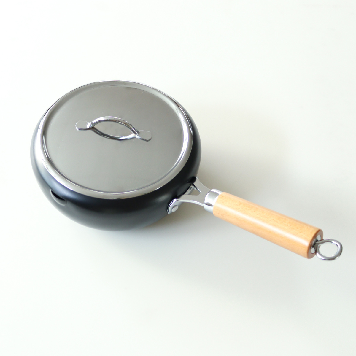 片手天ぷら鍋 20cm IH対応 蓋付き ラルス 油はねしにくい揚げ鍋 ( ガス火対応 揚げ鍋 片手鍋 20センチ 揚げ鍋鉄製 鉄鍋 揚げ物鍋 揚鍋 天婦羅鍋 片手フライ鍋 鍋 なべ 黒 ブラック )