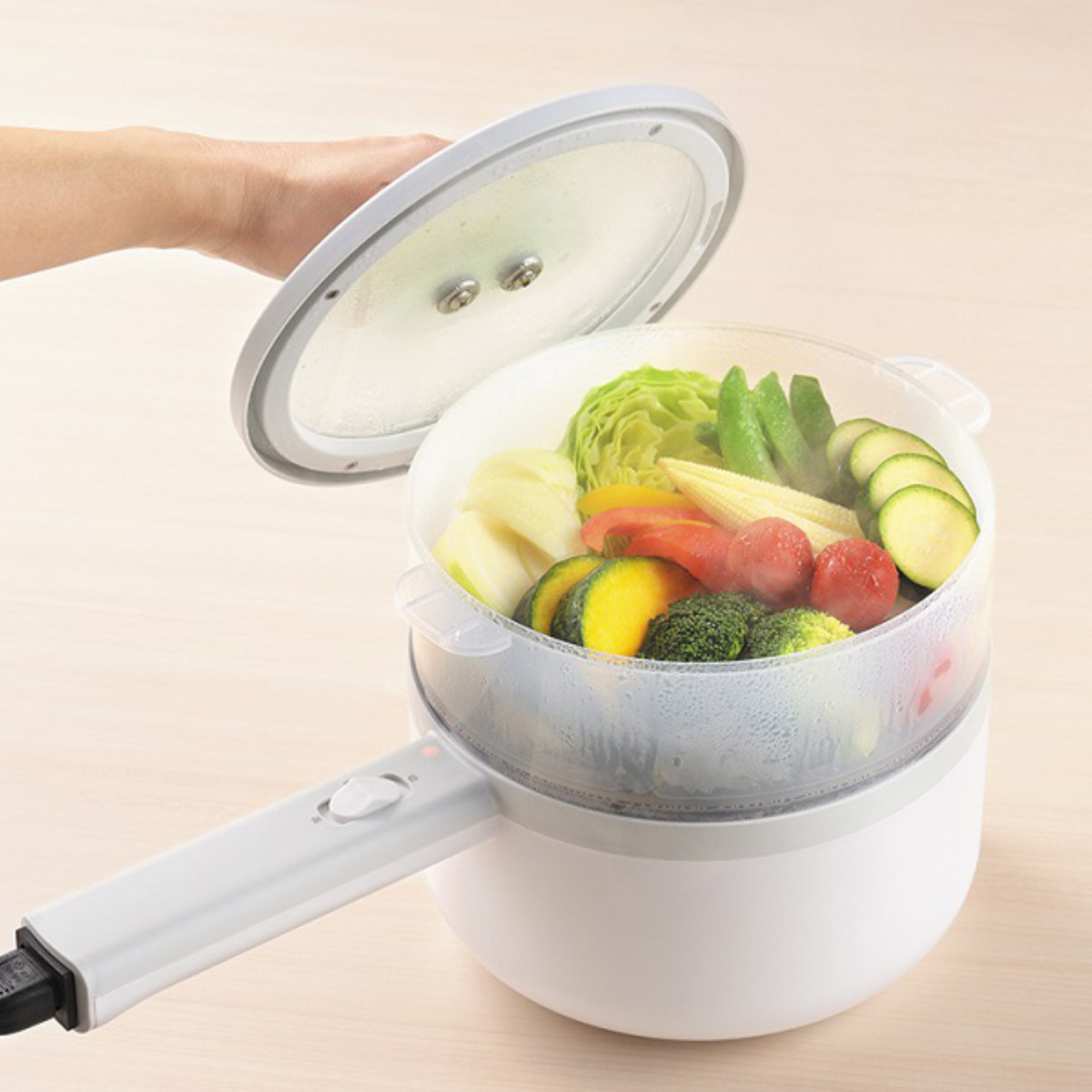 電気片手鍋 18cm ERETTO mono 電気片手鍋18cm ( 電気鍋 でんき鍋 片手鍋 ひとり鍋 一人鍋 1人用 2人用 18センチ 片手なべ ゆでたまご ゆで卵 調理家電 卓上調理器 フッ素樹脂加工 ガラス蓋付き 蓋付き )