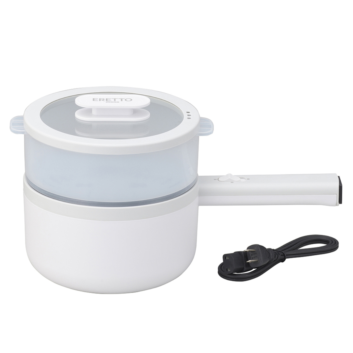電気片手鍋 18cm ERETTO mono 電気片手鍋18cm ( 電気鍋 でんき鍋 片手鍋 ひとり鍋 一人鍋 1人用 2人用 18センチ 片手なべ ゆでたまご ゆで卵 調理家電 卓上調理器 フッ素樹脂加工 ガラス蓋付き 蓋付き )