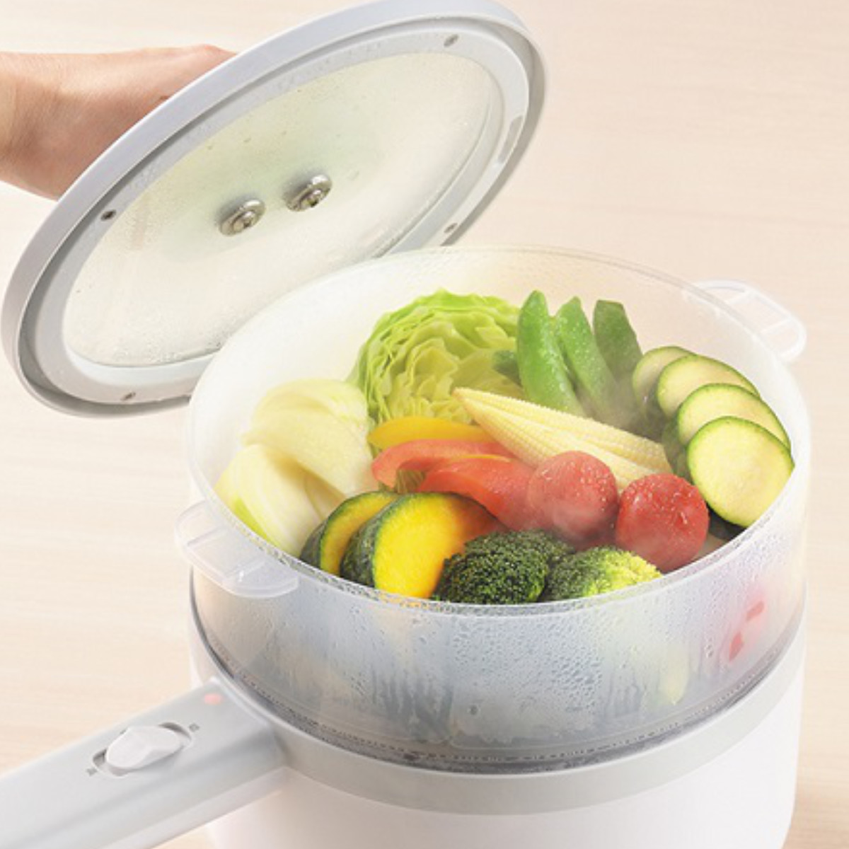 電気片手鍋 18cm ERETTO mono 電気片手鍋18cm ( 電気鍋 でんき鍋 片手鍋 ひとり鍋 一人鍋 1人用 2人用 18センチ 片手なべ ゆでたまご ゆで卵 調理家電 卓上調理器 フッ素樹脂加工 ガラス蓋付き 蓋付き )