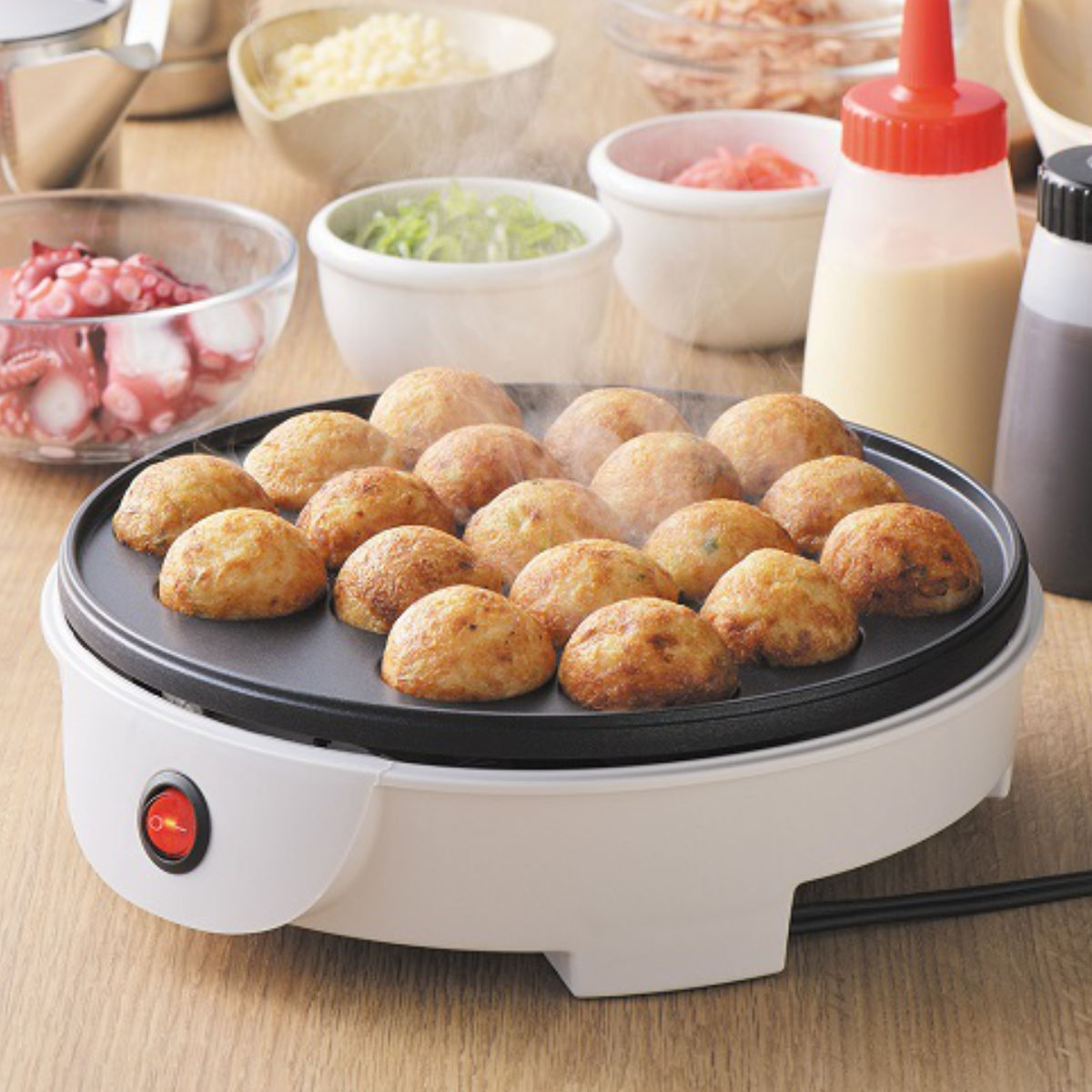 たこ焼きプレート 18穴 フッ素樹脂加工 たこ焼き器 ( ホットプレート たこ焼き器 タコ焼き器 タコ焼きプレート 丸型 レシピ付き たこ焼き タコ焼き フッ素加工 卓上 調理家電 キッチン家電 キッチン用品 台所用品 料理道具 )