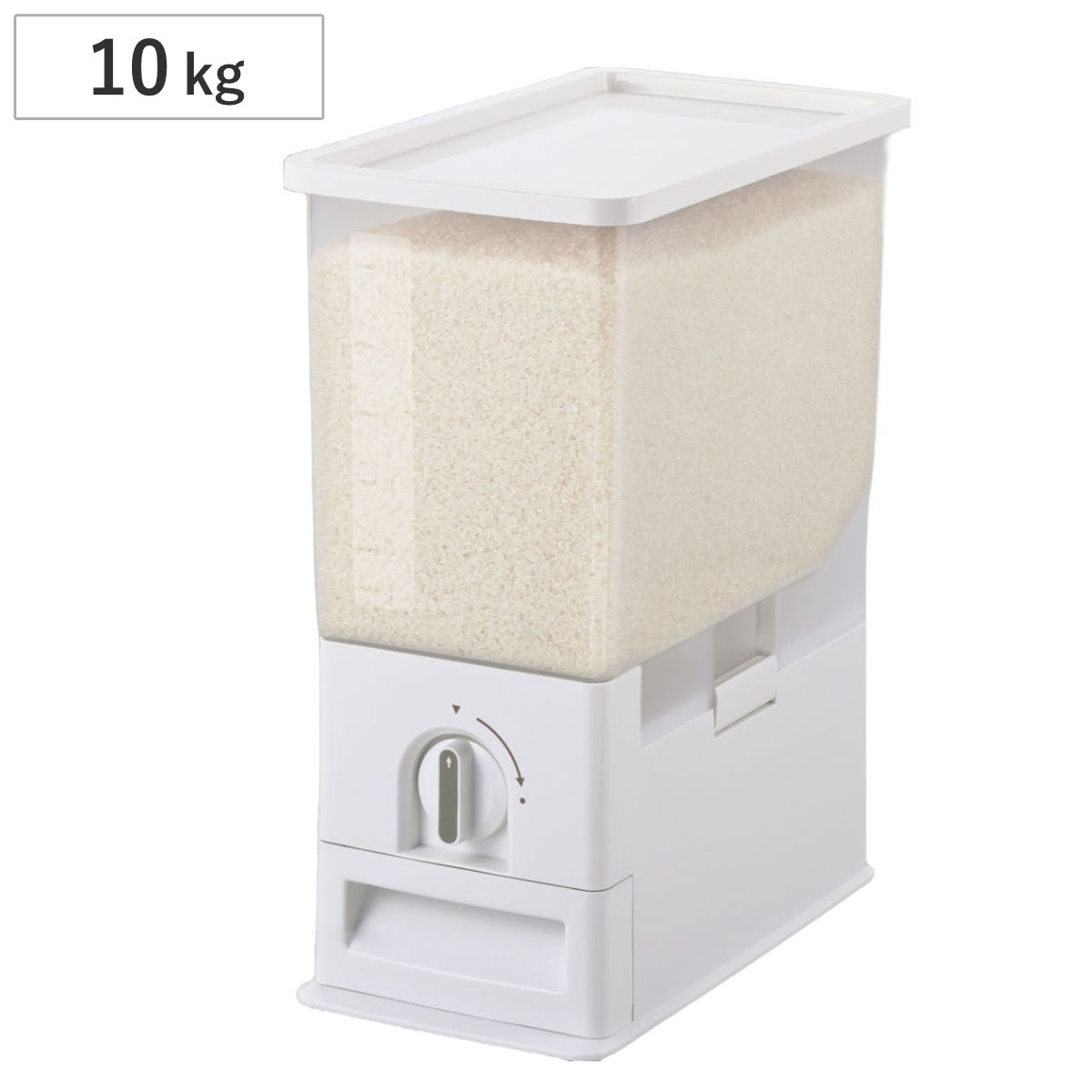 米びつ 計量 ライスストッカー10kg 1合計量 （ 米櫃 こめびつ 10キロ スリム 計量レバー 米 保存 ライスボックス お米入れ お米収納 こめ 計量式 中が見える お手入れ簡単 唐辛子ケース ）