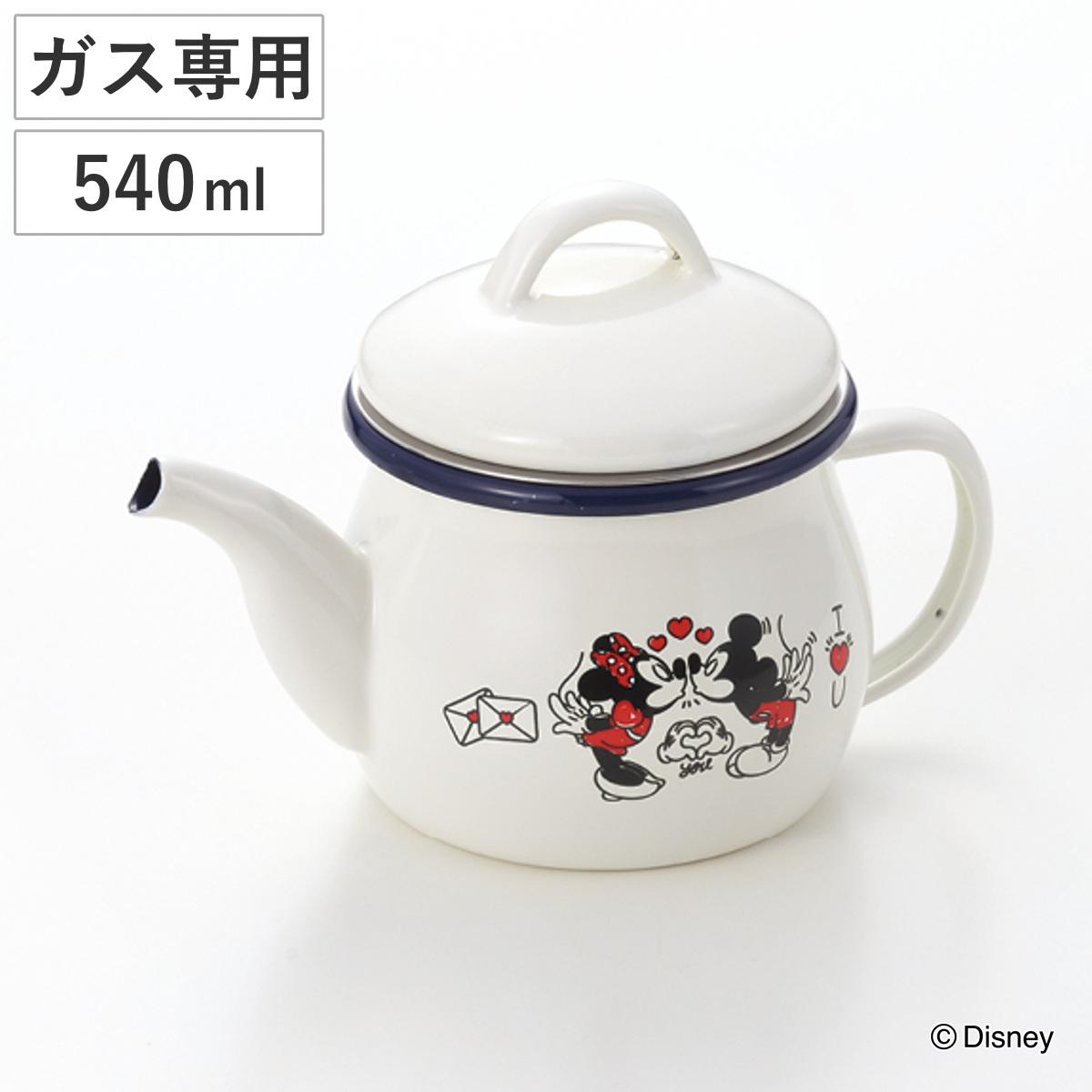 コーヒーケトル ミッキー＆ミニー ホーローティーポット ストレーナー付 （ 540ml ガス専用 ティーポット ポット 急須 ハーブティー お茶 緑茶 紅茶 持ち運び 水差し 麦茶ポット 日本製 細口 ）