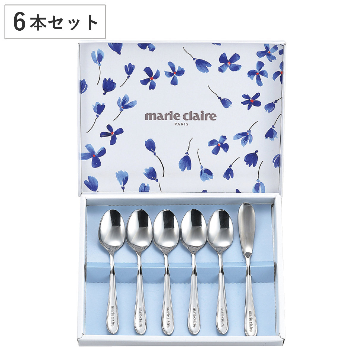 カトラリー マリ・クレール モーニングセット6pc （ 6個セット 食洗機対応 ステンレス鋼 テーブルスプーン テーブルフォーク 洋食器 ティースプーン ケーキフォーク おしゃれ かわいい シンプル カフェ風 ）