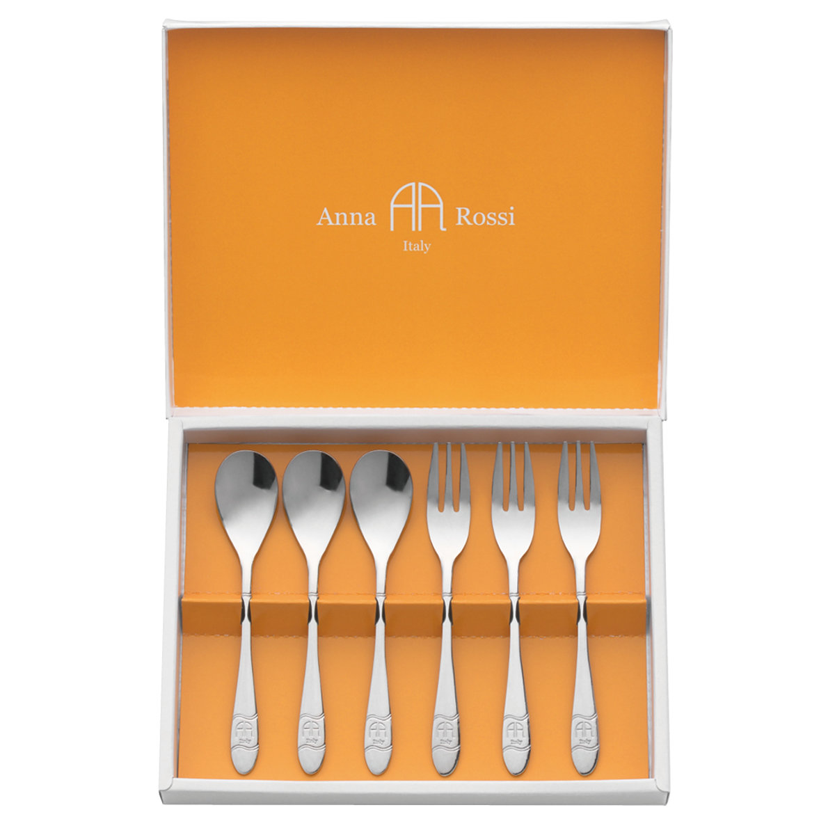 カトラリー アンナ・ロッシ スプーン＆フォーク6pc （ 食洗機対応 ステンレス 日本製 6本セット デザート用 スプーン フォーク コーヒースプーン ヒメフォーク おしゃれ シンプル ギフト プレゼント ）