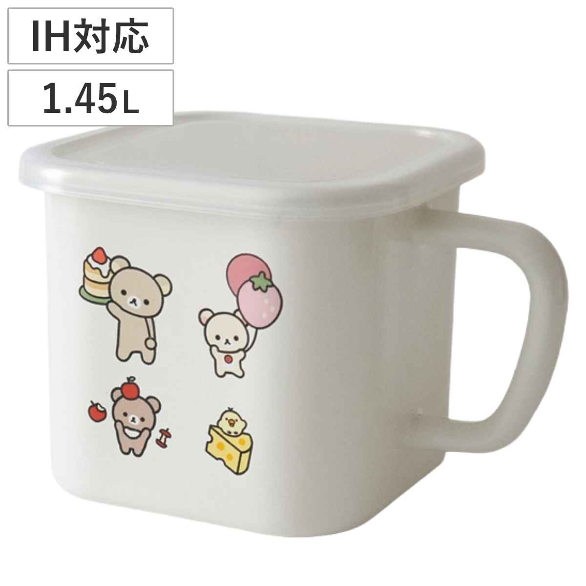 保存容器 リラックマ ホーロー マルチ スクエアポット 味噌ポット ( 調味料ポット ホーロー保存容器 みそポット 角型 密閉 IH 直火OK 調味料入れ キャニスター みそ容器 蓋つき ストッカー フードコンテナ 取っ手付き 冷蔵 琺瑯 )