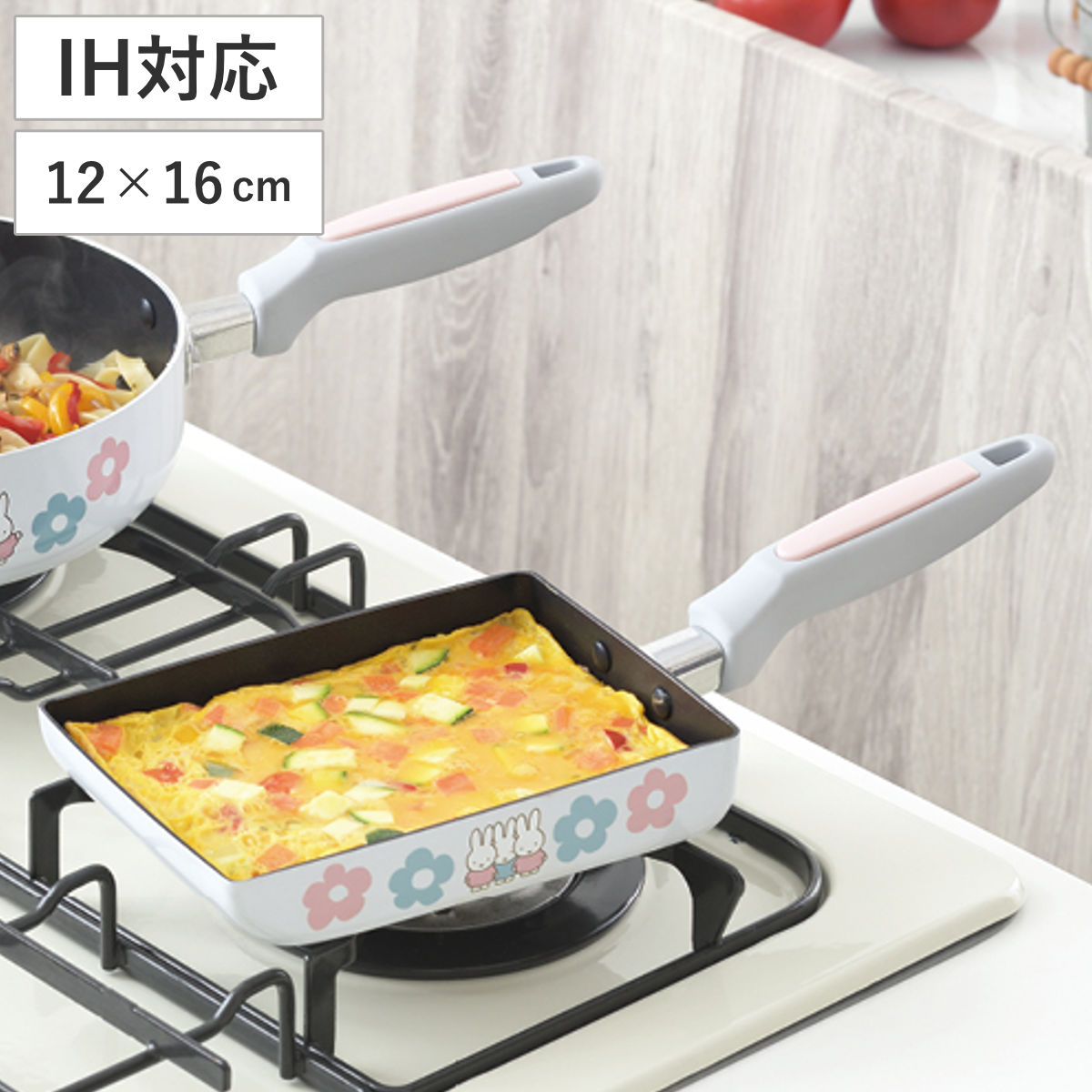 卵焼き器 12×16cm IH対応 ミッフィー （ IH対応 ガス火対応 エッグパン 卵焼きフライパン ふっ素加工 フッ素加工 玉子焼きフライパン 卵焼きパン 玉子焼きパン 卵焼き 玉子焼き アルミフライパン フッ素コーティング 調理器具 ）