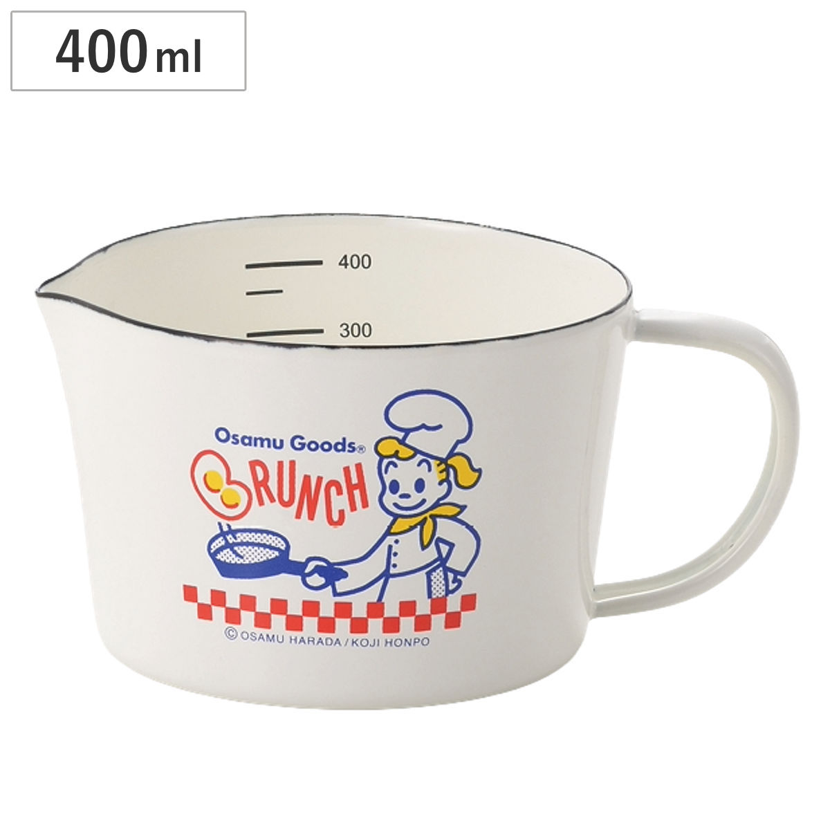 メジャーカップ 400ml OSAMU GOODS ブランチホーロー ホーロー製 （ メジャーカップ 計量コップ 計量器具 ホーロー ほうろう 琺瑯 ホーロー製計量カップ 調理小道具 キッチン小物 調理小物 キャラクター 白 ）