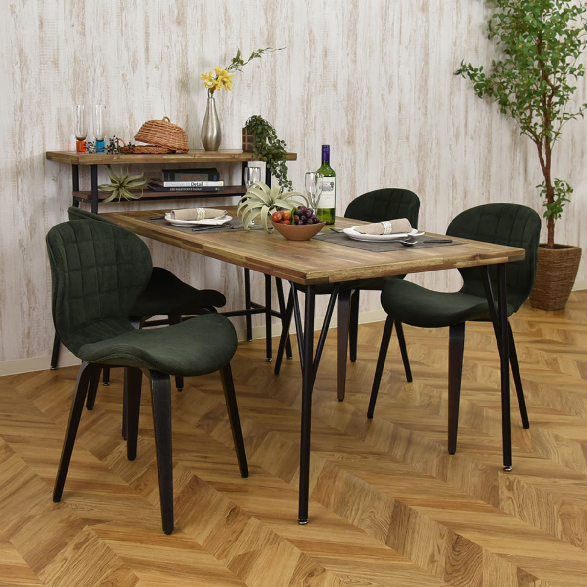 ダイニングテーブル 幅150cm 4人掛け ゲンブ スチール脚 ( テーブル 食卓テーブル 机 食卓机 長方形 ダイニング 食卓 木製テーブル 木製 古材調 ヴィンテージ風 天板 メラミン加工 傷 熱 強い アジャスター付き )