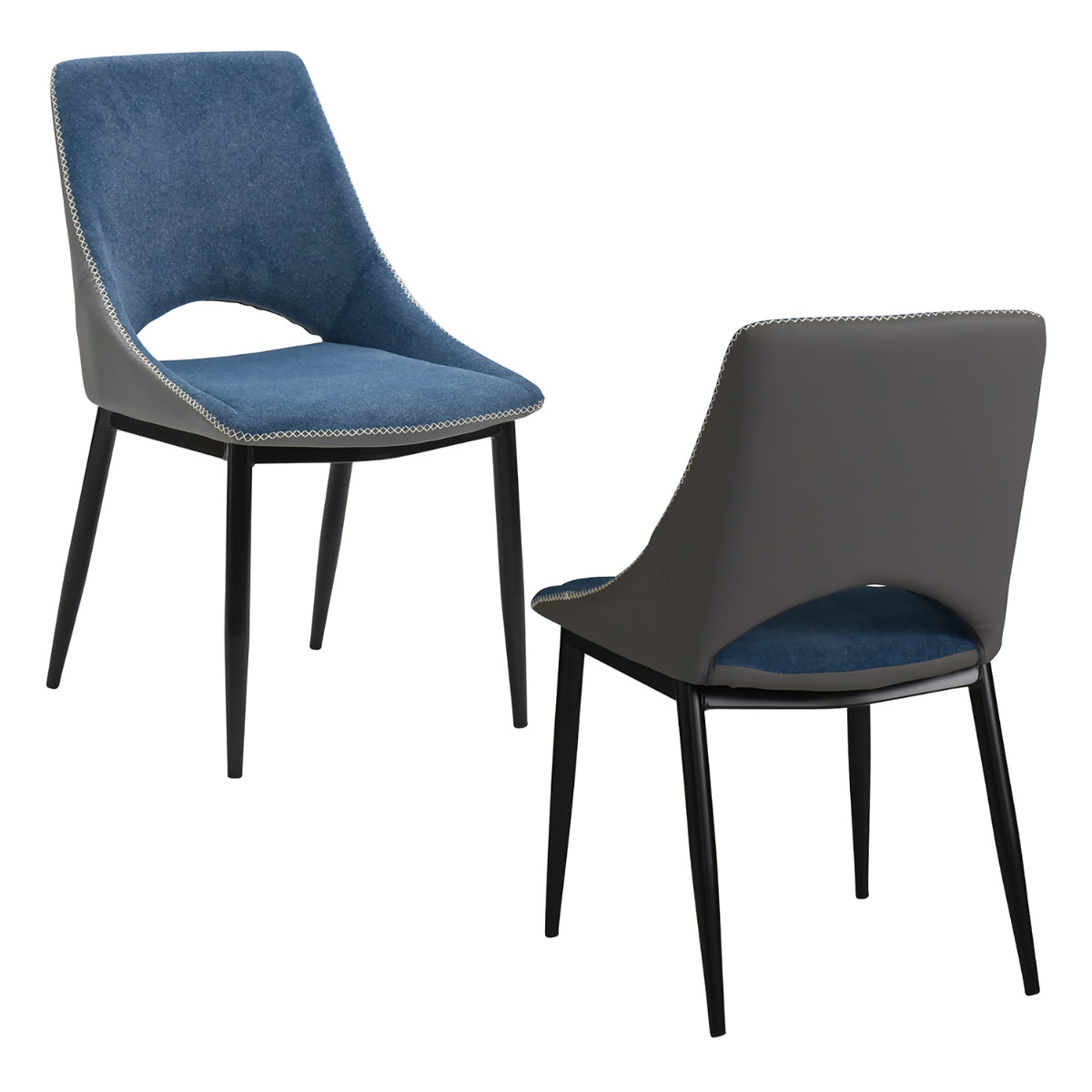 ダイニングチェア 座面高44cm 2脚入 メロン ファブリック ( チェア ダイニング イス 椅子 食卓椅子 レザー調 スチール脚 いす 食卓 リビング リビングチェア ウレタン ツートンカラー デスクチェア ) 【ライトグレー】 ライトグレー