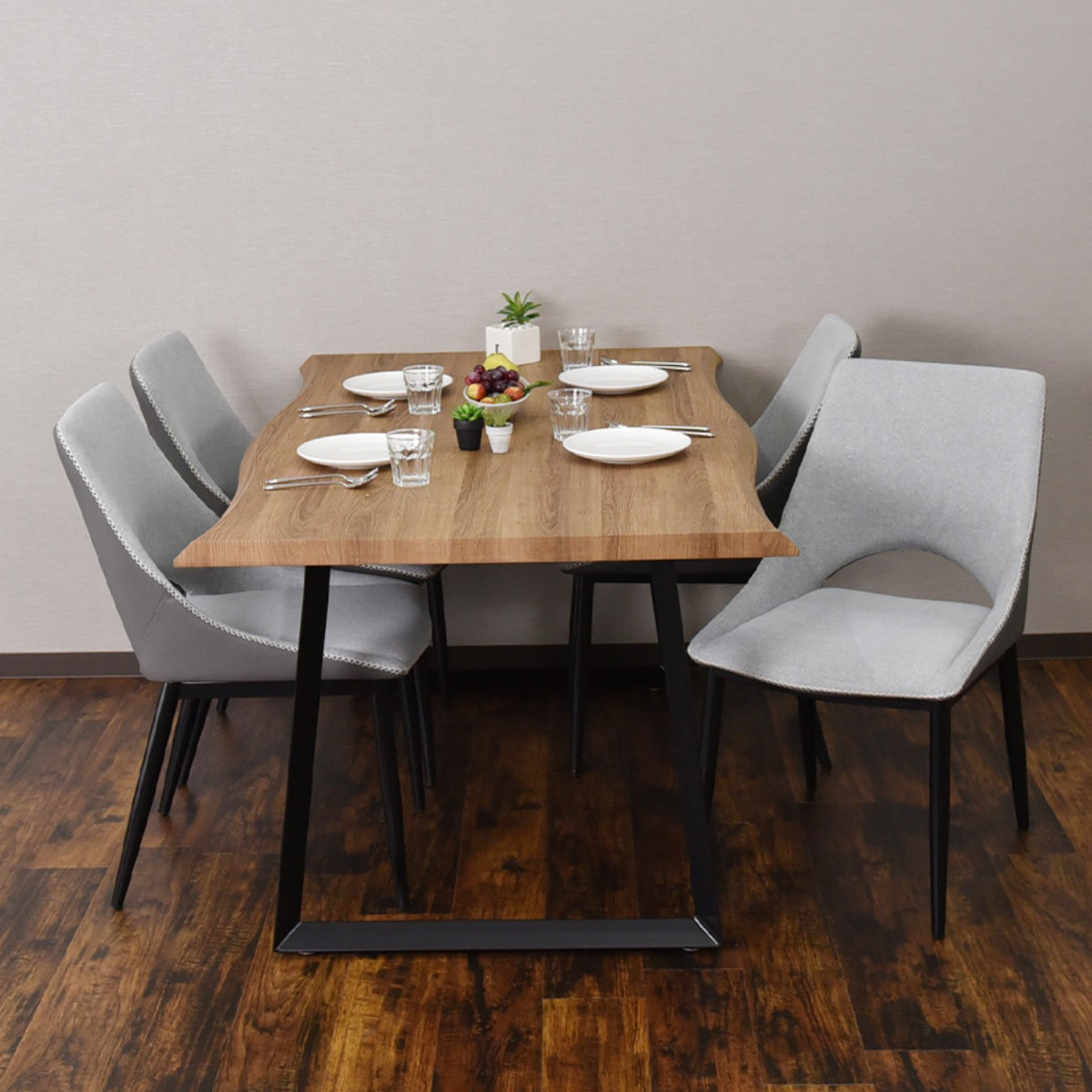 ダイニングチェア 座面高44cm 2脚入 メロン ファブリック ( チェア ダイニング イス 椅子 食卓椅子 レザー調 スチール脚 いす 食卓 リビング リビングチェア ウレタン ツートンカラー デスクチェア ) 【ライトグレー】 ライトグレー