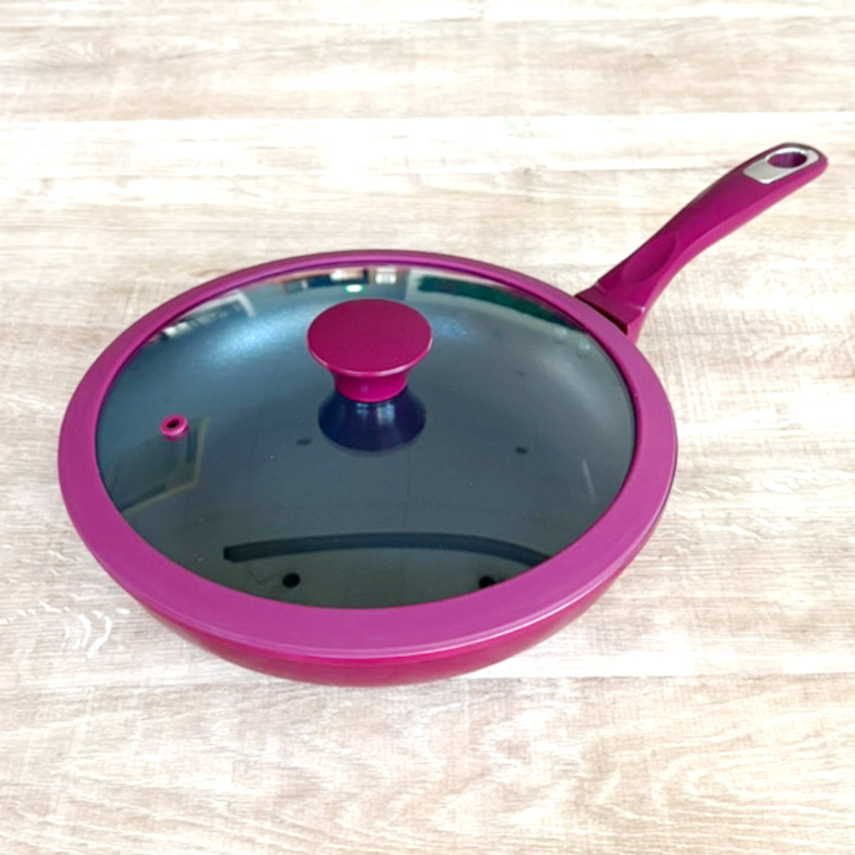 フライパン 26cm ガラス蓋付き ミキトル ( IH対応 ガス火対応 ふっ素加工 フッ素加工 軽い 26センチ フッ素コーティング ふた付き アルミ製 軽量 )