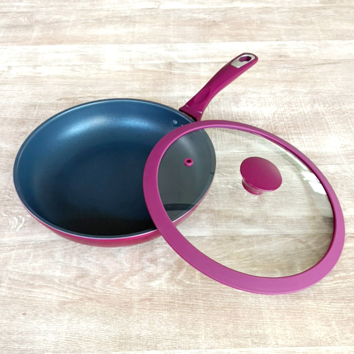 フライパン 26cm ガラス蓋付き ミキトル ( IH対応 ガス火対応 ふっ素加工 フッ素加工 軽い 26センチ フッ素コーティング ふた付き アルミ製 軽量 )