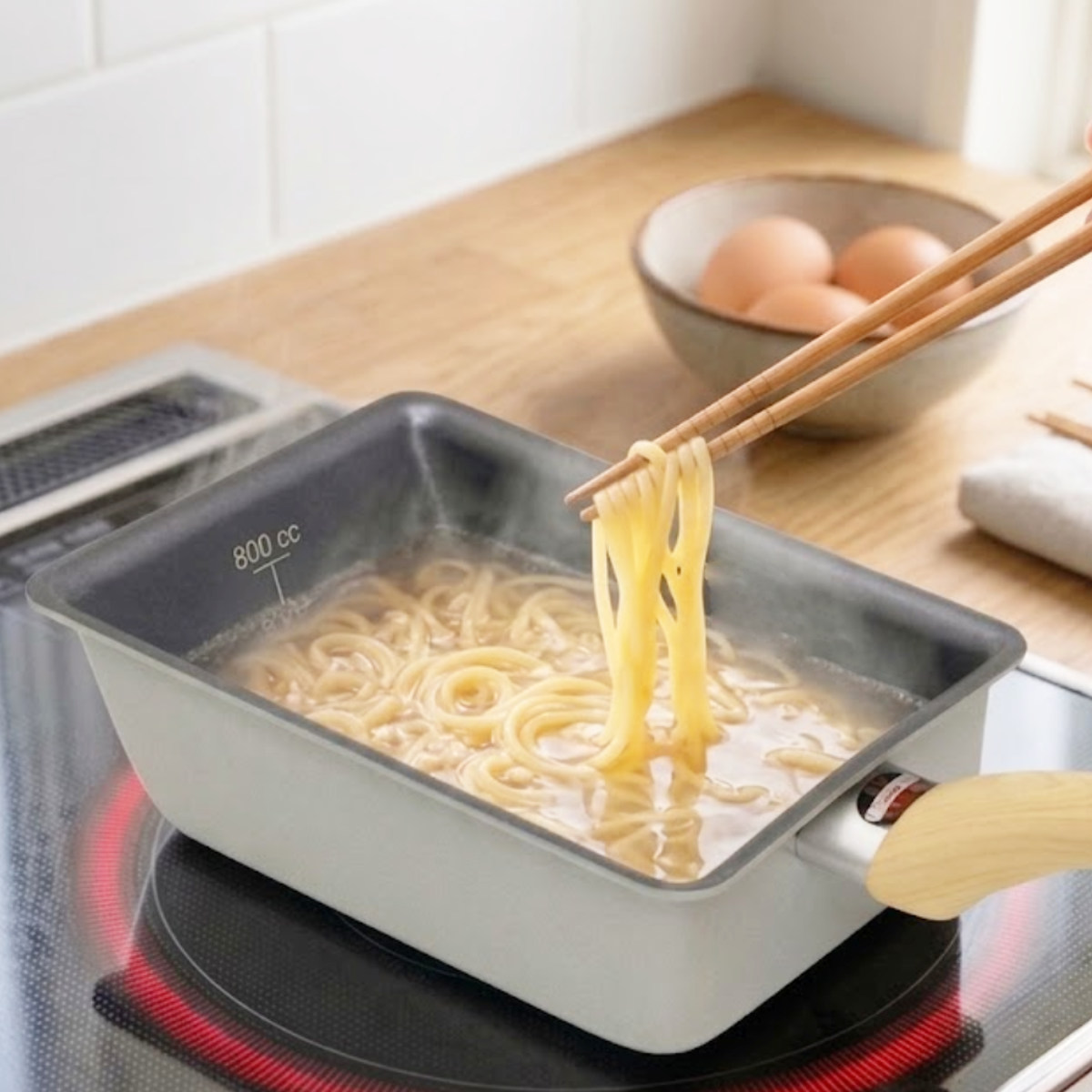 卵焼き器 13×18cm IH対応 蓋付き IH玉子焼&ガラス蓋セット ラクミ 深い卵焼き器 ( 卵焼きフライパン エッグパン 深型 アルミ 蓋 ふた フタ カバー 2点セット ガス火 フッ素コーティング 軽量 角型 長方形 蓋 ふた フライパン蓋 )