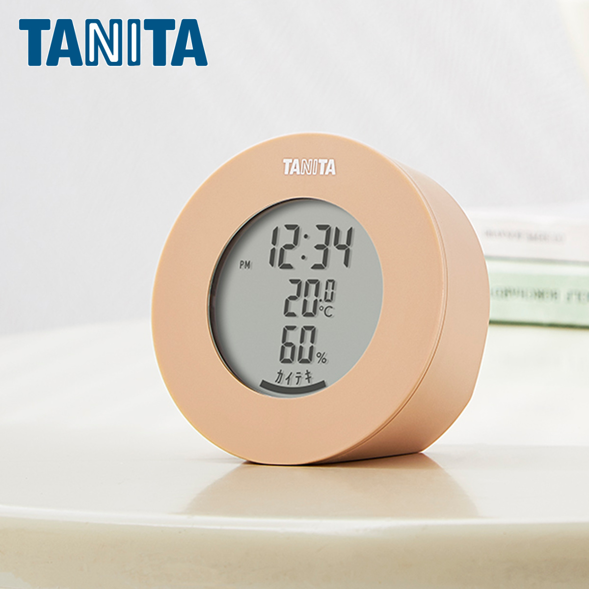 タニタ デジタル 温湿度計 丸型 マグネット 置き型 （ 温湿計 温度計 湿度計 最高 最低 時計付き 電池式 壁掛け 置き掛け兼用 おしゃれ 温度 湿度 測定器 温度湿度計 デジタル時計 見やすい 赤ちゃん 乾燥 ウイルス 熱中症 対策 ） 【ブラック】