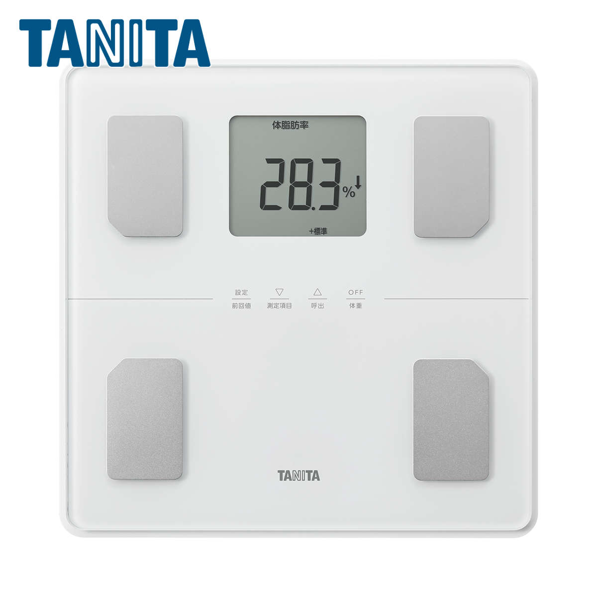 タニタ 体組成計 乗るピタ 脚点表示 （ 体重計 ヘルスメーター デジタル体重計 体脂肪計 薄型 体脂肪率 内臓脂肪レベル BMI 筋肉量 基礎代謝量 体内年齢 デジタル 電池式 150kgまで 乗るだけ シンプル コンパクト 家族用 子供 大人 ）
