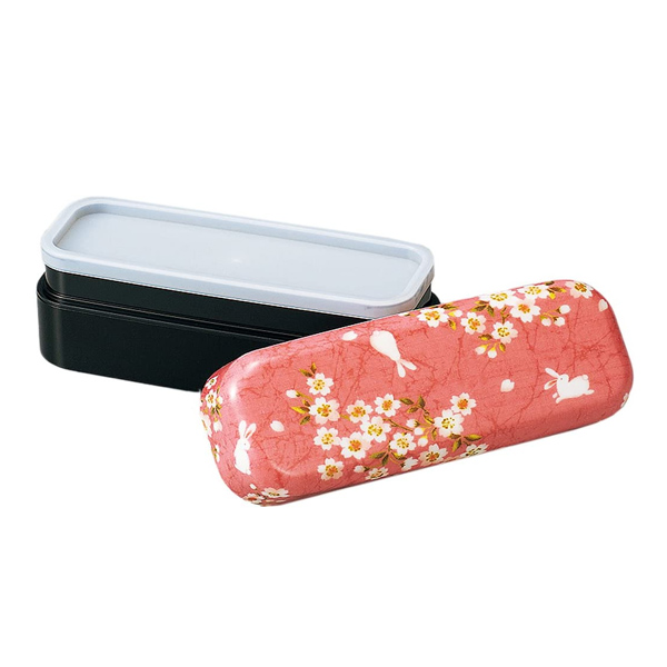 お弁当箱 2段 布貼スリムコンパクト弁当 桜うさぎ HAKOYA 510ml 入れ子