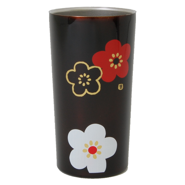 タンブラー 450ml ステンレス 真空二重構造 華文様梅 コップ 日本製 ( ステンレスタンブラー トール 保温 保冷 マグカップ 保温タンブラー 保温マグ カップ マグ 保冷タンブラー 和柄 おしゃれ かわいい 和モダン 花柄 ) 【溜】 溜