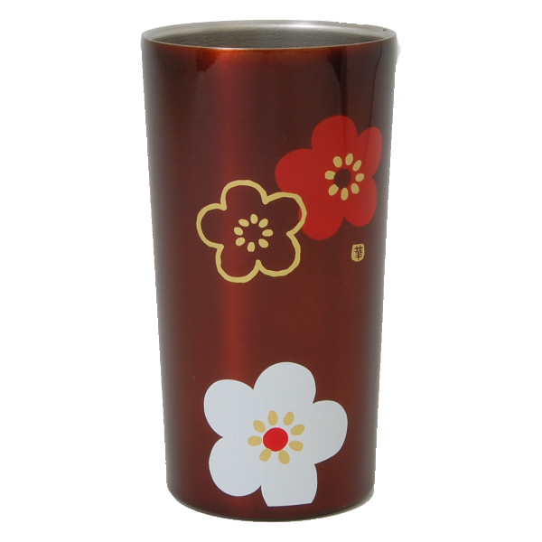 タンブラー 450ml ステンレス 真空二重構造 華文様梅 コップ 日本製 ( ステンレスタンブラー トール 保温 保冷 マグカップ 保温タンブラー 保温マグ カップ マグ 保冷タンブラー 和柄 おしゃれ かわいい 和モダン 花柄 ) 【溜】 溜
