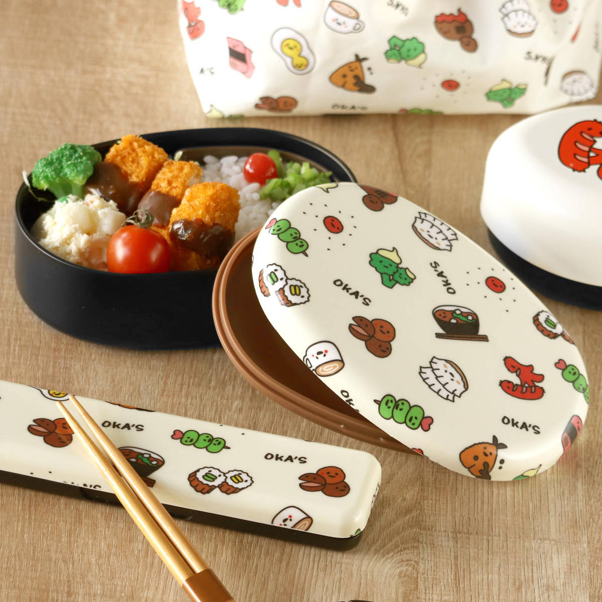 弁当箱 480ml 1段 布貼小判一段弁当 480 OKA'S （ お弁当箱