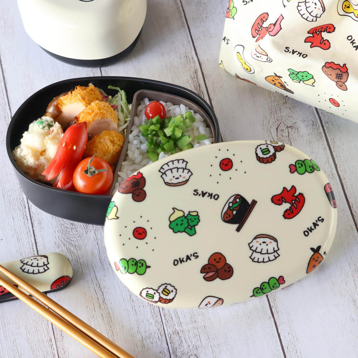 弁当箱 480ml 1段 布貼小判一段弁当 480 OKA’S ( お弁当箱 レンジ対応 食洗機対応 ドーム型 ランチバンド付き 小判型 日本製 レンジOK 食洗機OK 中子付き 一段 お弁当 弁当 一段弁当箱 ランチグッズ お弁当グッズ )