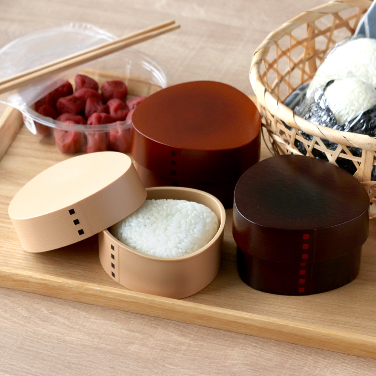 おにぎりケース わっぱおにぎりケース 抗菌 ( おむすびケース 弁当箱 おにぎり おむすび ケース 三角 和風 日本製 お弁当箱 おにぎり用 おむすび用 デザートケース フルーツケース お弁当 弁当 ) 【ダークブラウン】 ダークブラウン