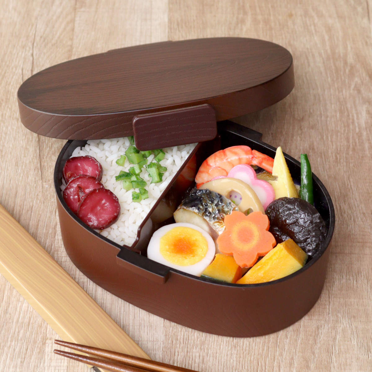 弁当箱 さっと洗えるお弁当箱 プレミアム 木目小判弁当 大 800ml タイト式 ( お弁当箱 ランチボックス レンジ対応 食洗機対応 一段 木目調 レンジOK 食洗機OK 弁当 お弁当 仕切り付き 大人 1段 日本製 ) 【ひのき】 ひのき