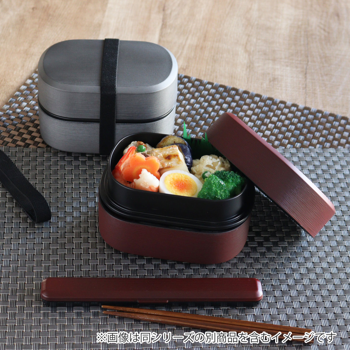 弁当箱 630ml 2段 刷毛目兼六弁当 銀朱 銀研 ( お弁当箱 食洗機対応 レンジ対応 バンド付 和 日本製 シンプル 二段 和風 レンジOK 食洗機OK 二段弁当箱 弁当 お弁当 ランチベルト付き シール蓋 ) 【銀朱】 銀朱