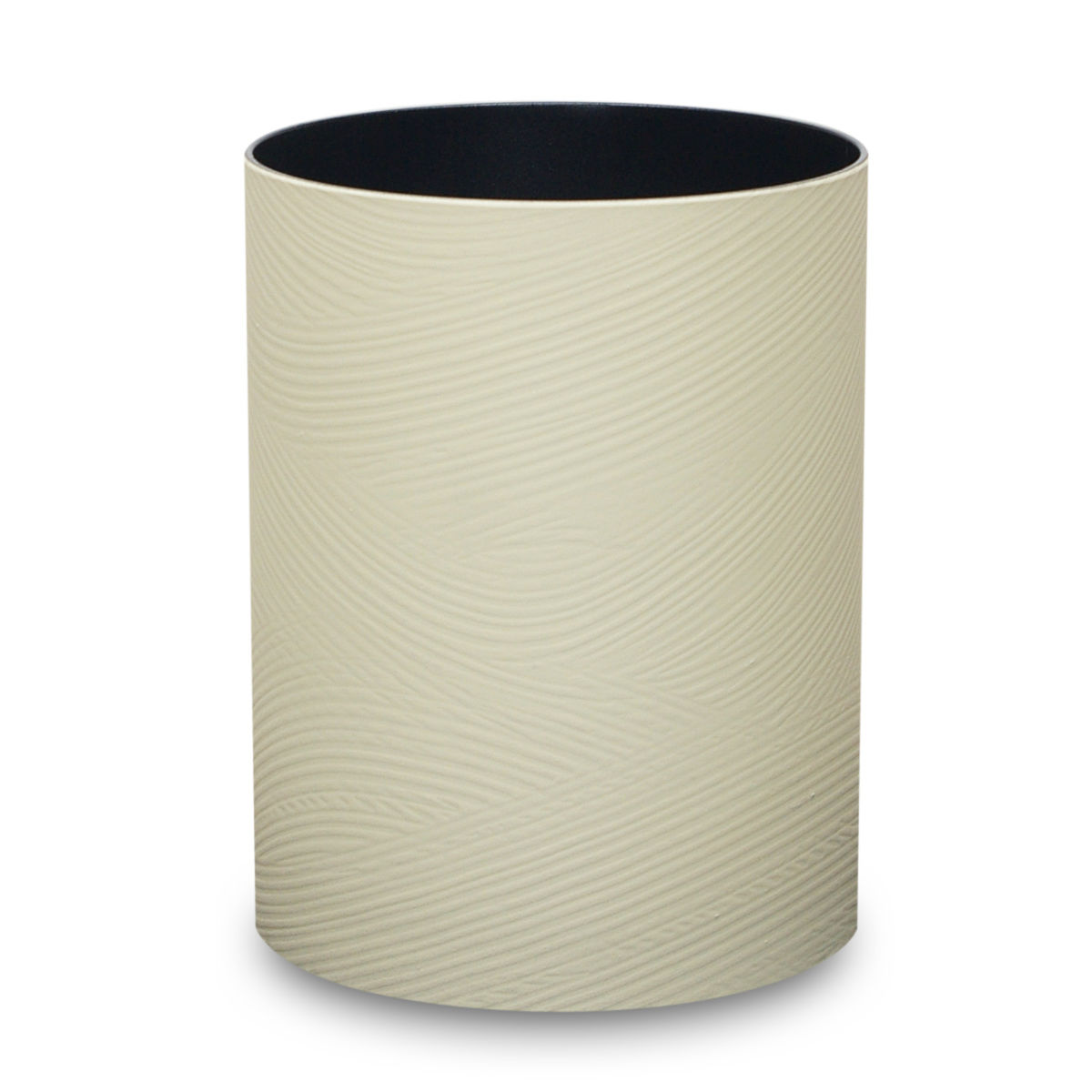 ゴミ箱 フタなし Sサイズ さざ波 ( ごみ箱 3.4L 蓋なし 小さい 丸型 くず入れ プラスチック リビング ダストボックス 和室 ごみばこ 3.4リットル ふたなし 洗面所 寝室 おしゃれ 滑り止め 円形 筒形 コンパクト ダストBOX ) 【アイボリー】 アイボリー