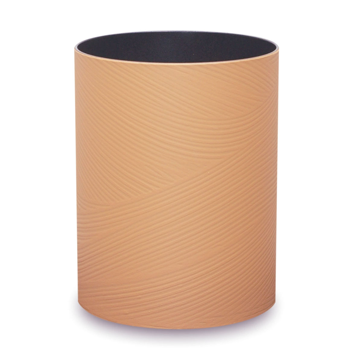 ゴミ箱 フタなし Sサイズ さざ波 ( ごみ箱 3.4L 蓋なし 小さい 丸型 くず入れ プラスチック リビング ダストボックス 和室 ごみばこ 3.4リットル ふたなし 洗面所 寝室 おしゃれ 滑り止め 円形 筒形 コンパクト ダストBOX ) 【アイボリー】 アイボリー