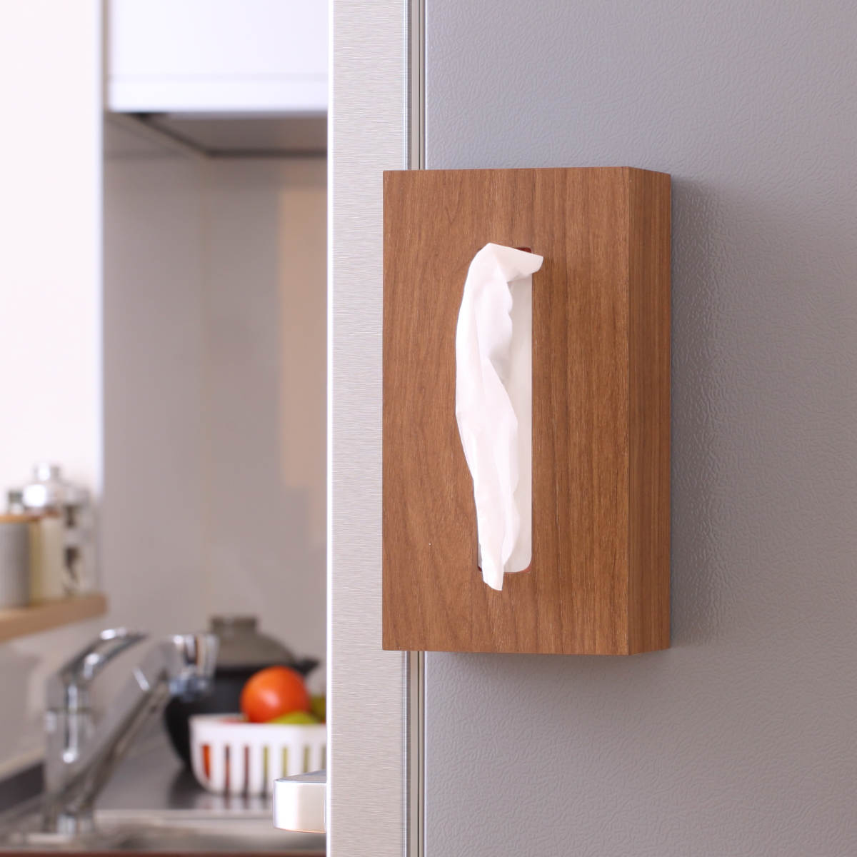 ティッシュケース バスク マグネット ペーパーホルダー ( マグネットタイプ 日本製 ティッシュボックス 木製 磁石 冷蔵庫 洗濯機 キッチン ポリ袋 ティッシュ 収納 ケース インテリア 雑貨 ) 【ナチュラル】 ナチュラル