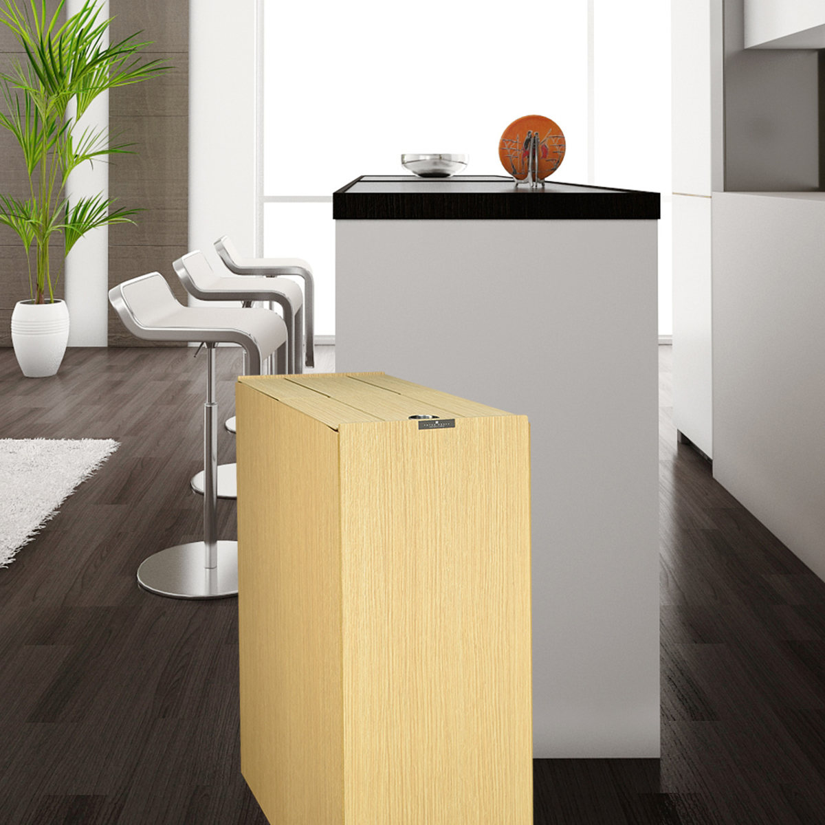 ゴミ箱 30L バスク 日本製 リビングペール ( ごみ箱 木目調 30リットル 袋 見えない くず入れ スリム スライド 角型 キャスター付き 幅21cm リビング キッチン 隙間 棚下 )