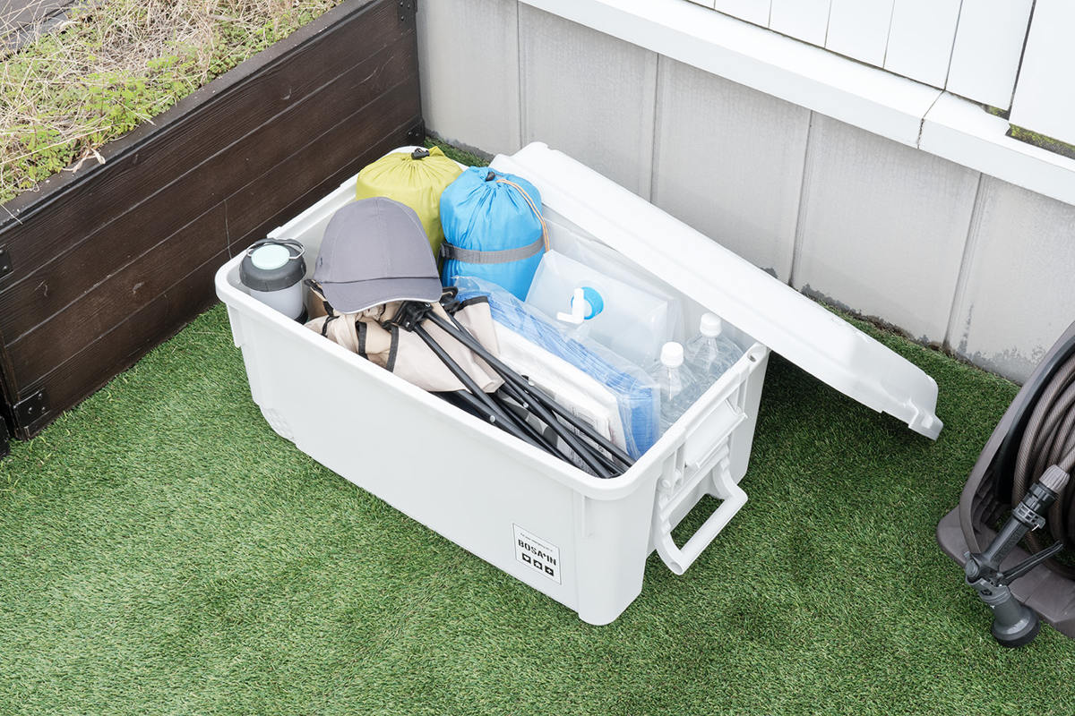 コンテナボックス ベランダキャスターボックス BOSA+IN 幅48×奥行76×高さ40cm ( キャスター付き 収納ケース 収納 フタ付き ボックス 収納コンテナ 大容量 ケース スタッキング バックル付き 頑丈箱 防災グッズ 防災 ロック付き )