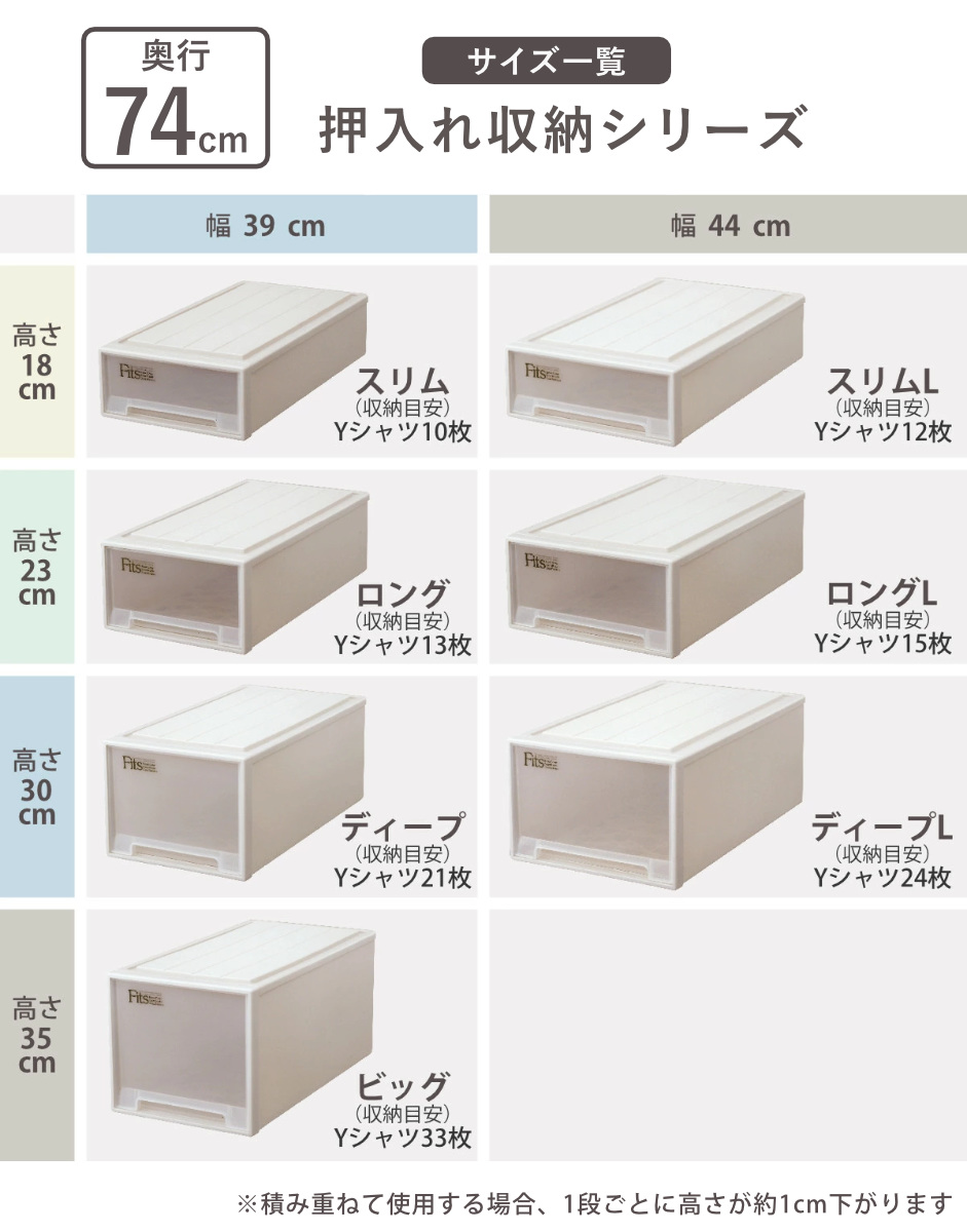 収納ケース Fits フィッツ フィッツケース ロングL 引き出し 同色2個セット 押入れ ( 収納 衣装ケース 押入れ収納 積み重ね 幅44 奥行74 高さ23 天馬 日本製 押入れ収納ケース 引出し スタッキング 衣類ケース 収納ボックス ) 【カプチーノ】 カプチーノ
