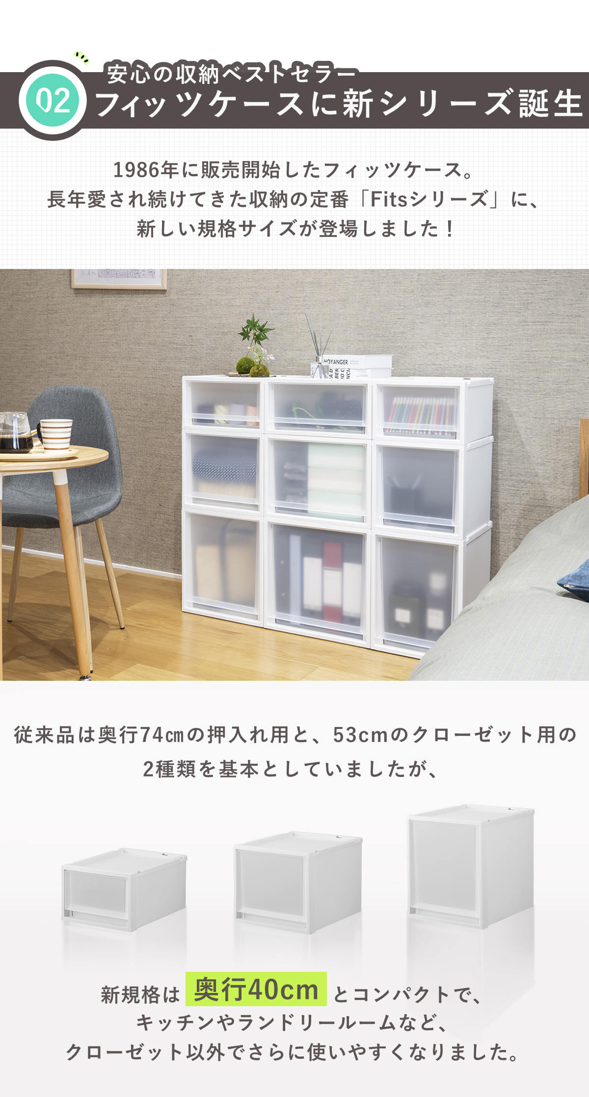 収納ケース Fits フィッツケース マルチ 40-35M ( 幅35×奥行40×高さ30cm 収納 ケース 衣類収納 積み重ね 収納ボックス 衣装ケース クローゼット収納 引き出し 衣類ケース 洗面所 小物収納 プラスチック )