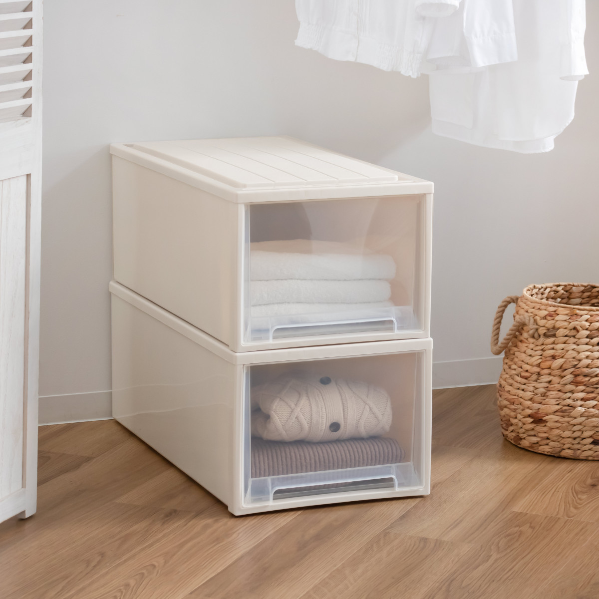 収納ケース Fitsケースに積み重ねられる ビュートケース L-30 引き出し 押入れ ( 収納 衣装ケース 押入れ収納 積み重ね 幅39 奥行74 高さ30 天馬 日本製 押し入れ収納ケース スタッキング 収納ボックス 押し入れ )