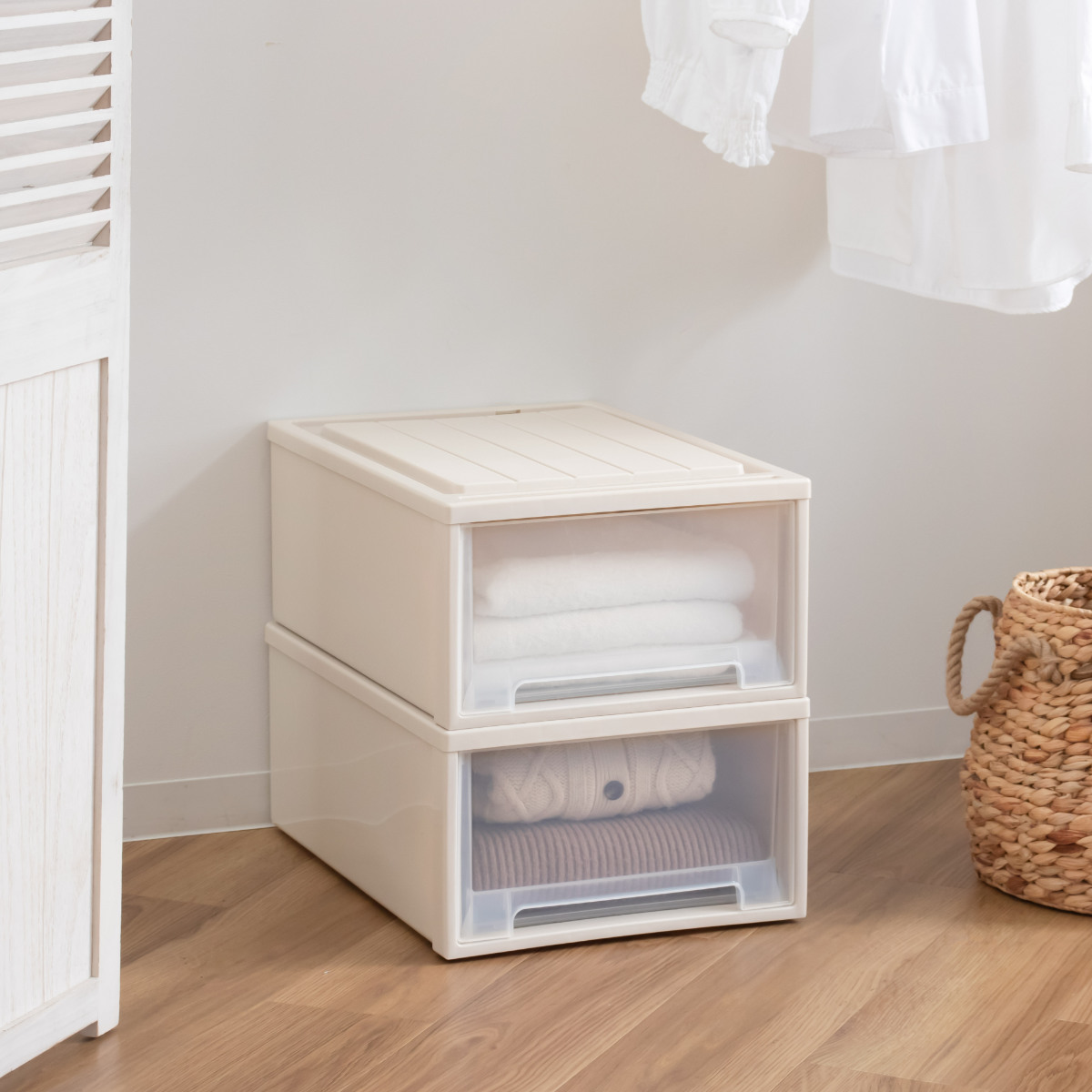 収納ケース 2個セット Fitsケースに積み重ねられる ビュートクローゼット 23 引き出し クローゼット ( 収納 衣装ケース クローゼット収納 積み重ね 幅39 奥行53 高さ23 天馬 日本製 クローゼット収納ケース )