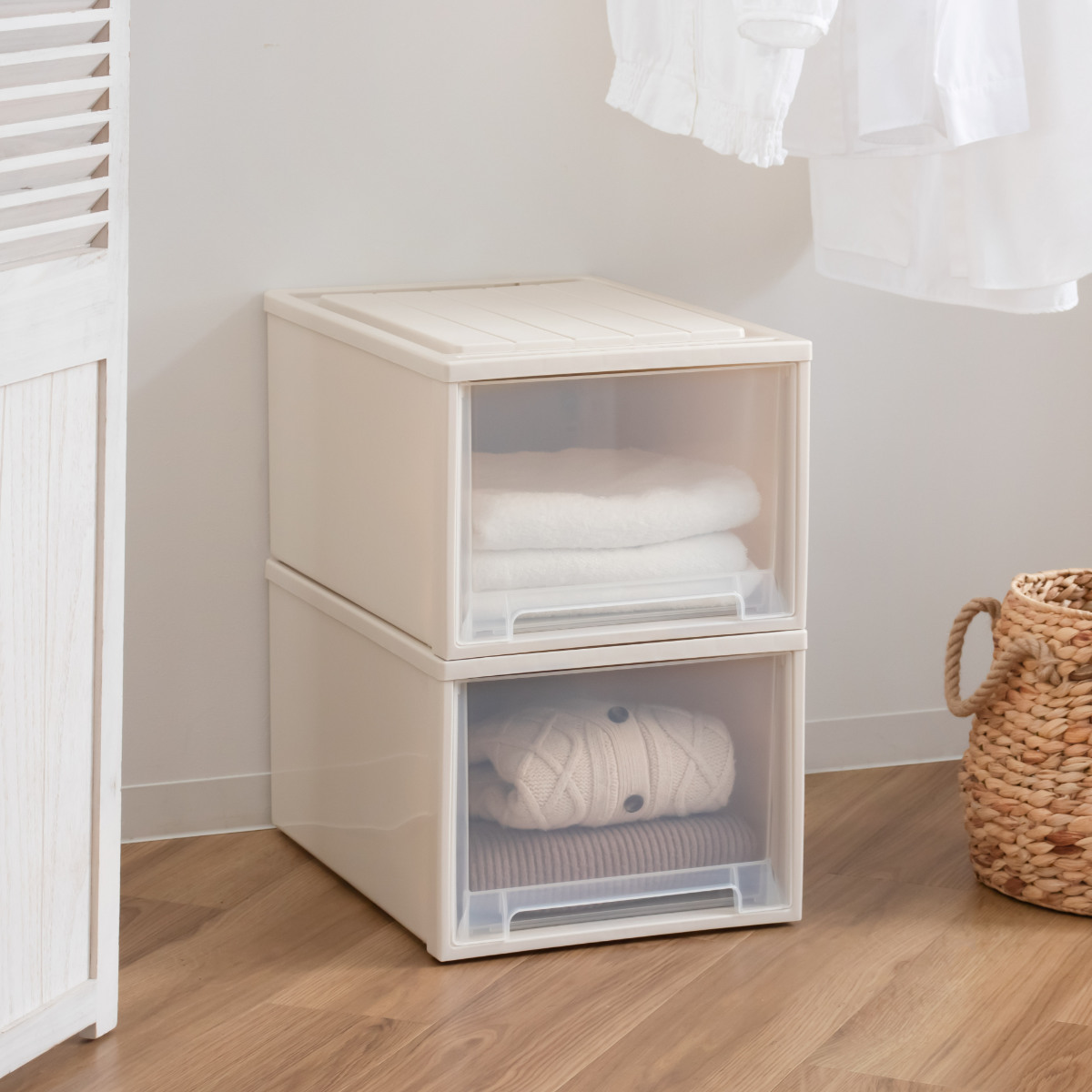 収納ケース Fitsケースに積み重ねられる ビュートクローゼット 30 引き出し クローゼット ( 収納 衣装ケース クローゼット収納 積み重ね 幅39 奥行53 高さ30 天馬 日本製 クローゼット収納ケース スタッキング 収納ボックス )