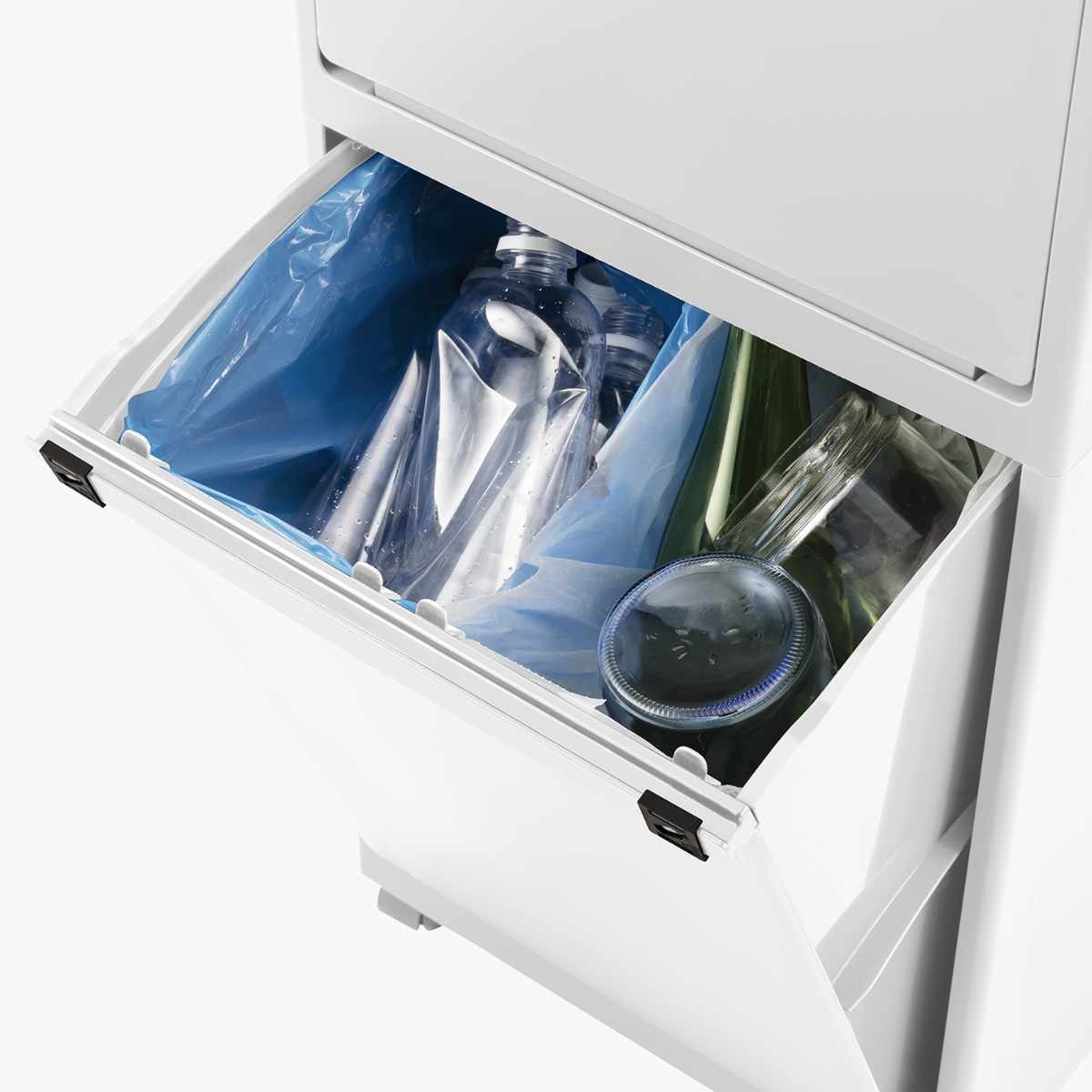 ゴミ箱 45L ホワイトラッシュ 多段 分別 ( ごみ箱 45リットル 3段 縦型 フラップ ふた付き スリム 省スペース キッチン キャスター付き 最大6分別 フック付き 隙間 シンプル )