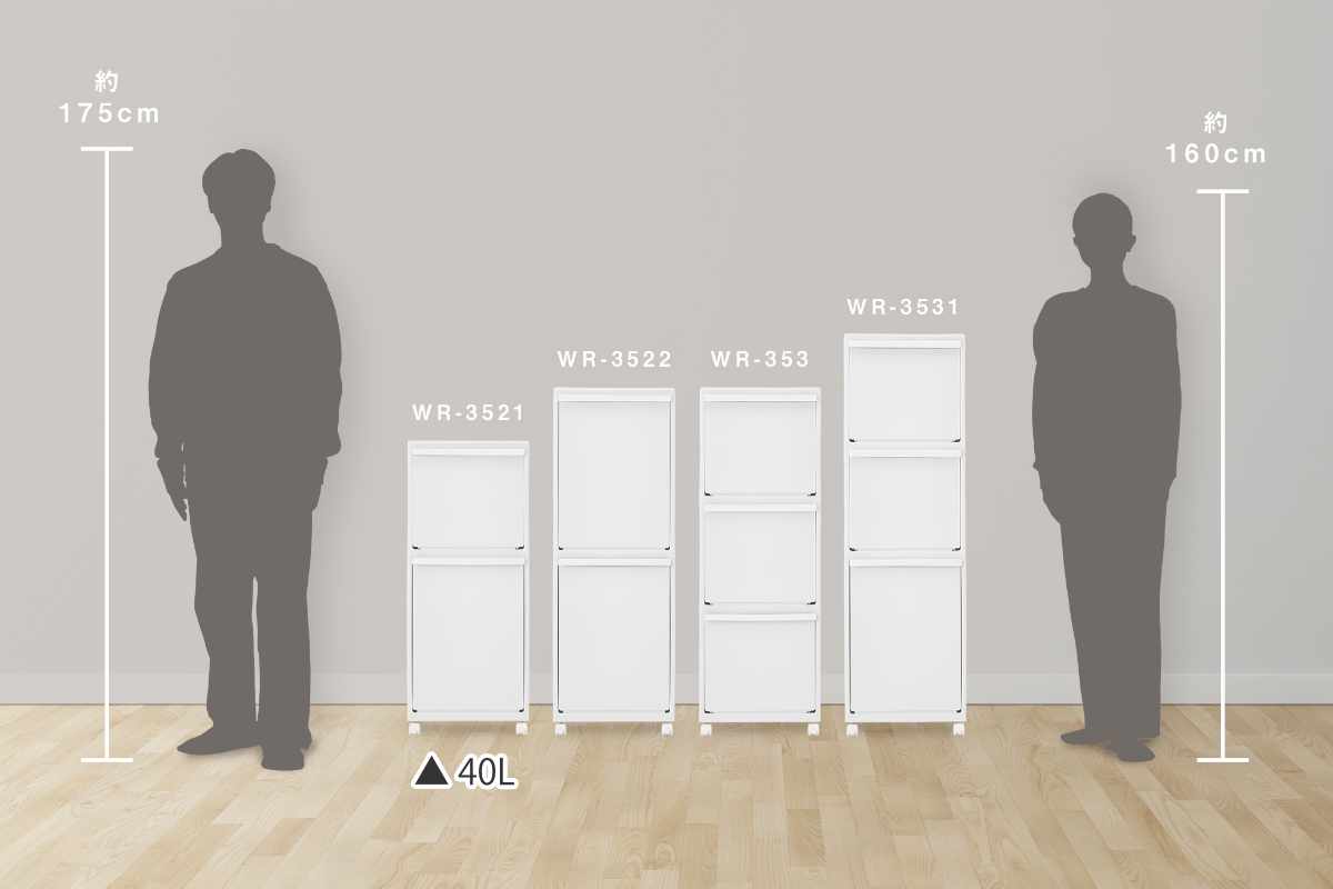 ゴミ箱 40L ホワイトラッシュ 多段 分別 ( ごみ箱 40リットル 2段 縦型 フラップ ふた付き スリム 省スペース キッチン キャスター付き 最大4分別 フック付き 隙間 シンプル )