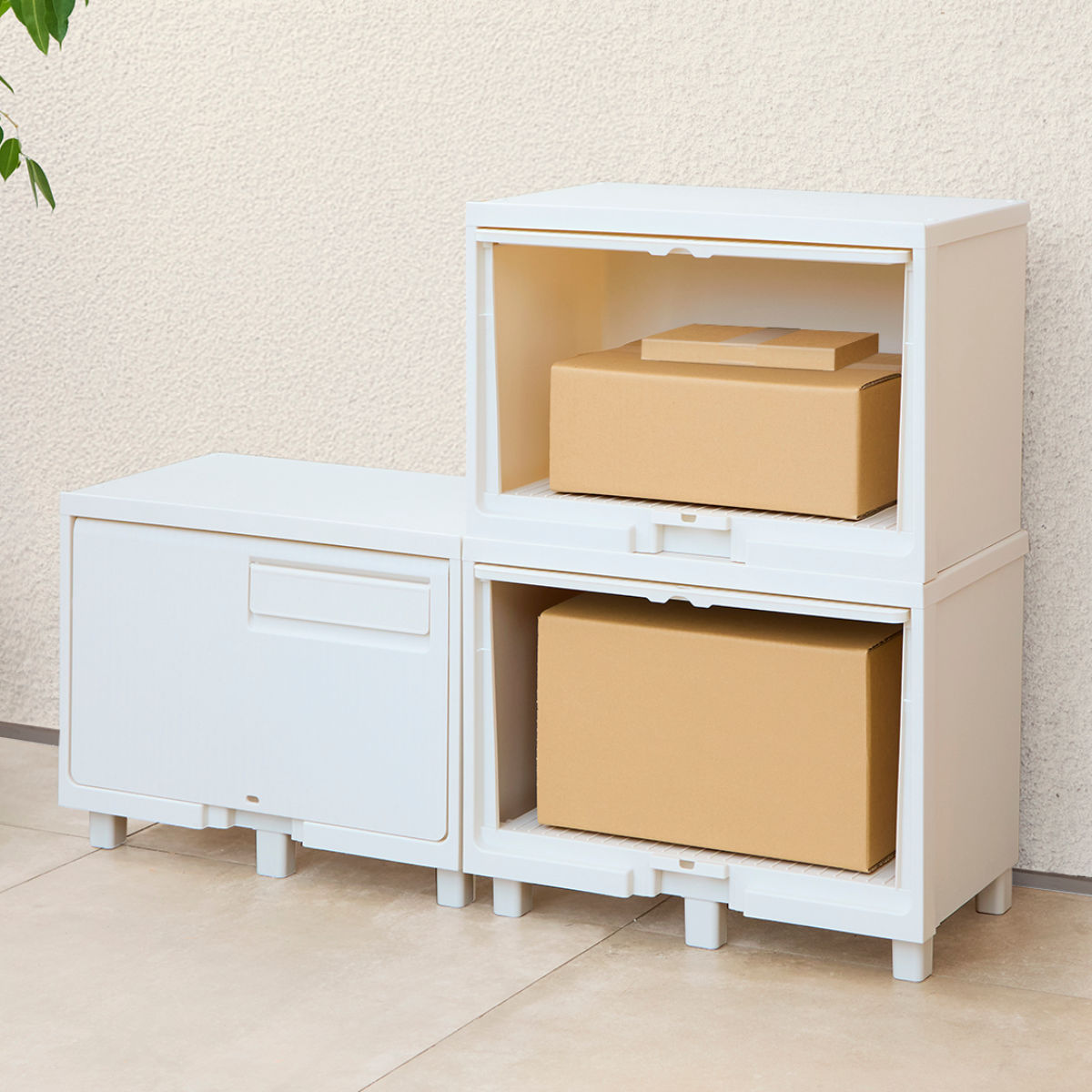 宅配ボックス 積み重ねても受け取れる宅配ボックス ( 宅配 ボックス ポスト一体型 ポスト 宅配ポスト 一戸建て用 スタッキング 1段 据え置き 置き配用ボックス ステッカー 郵便 郵便受け 宅配BOX 戸建 屋外 ) 【ダークグレー】 ダークグレー